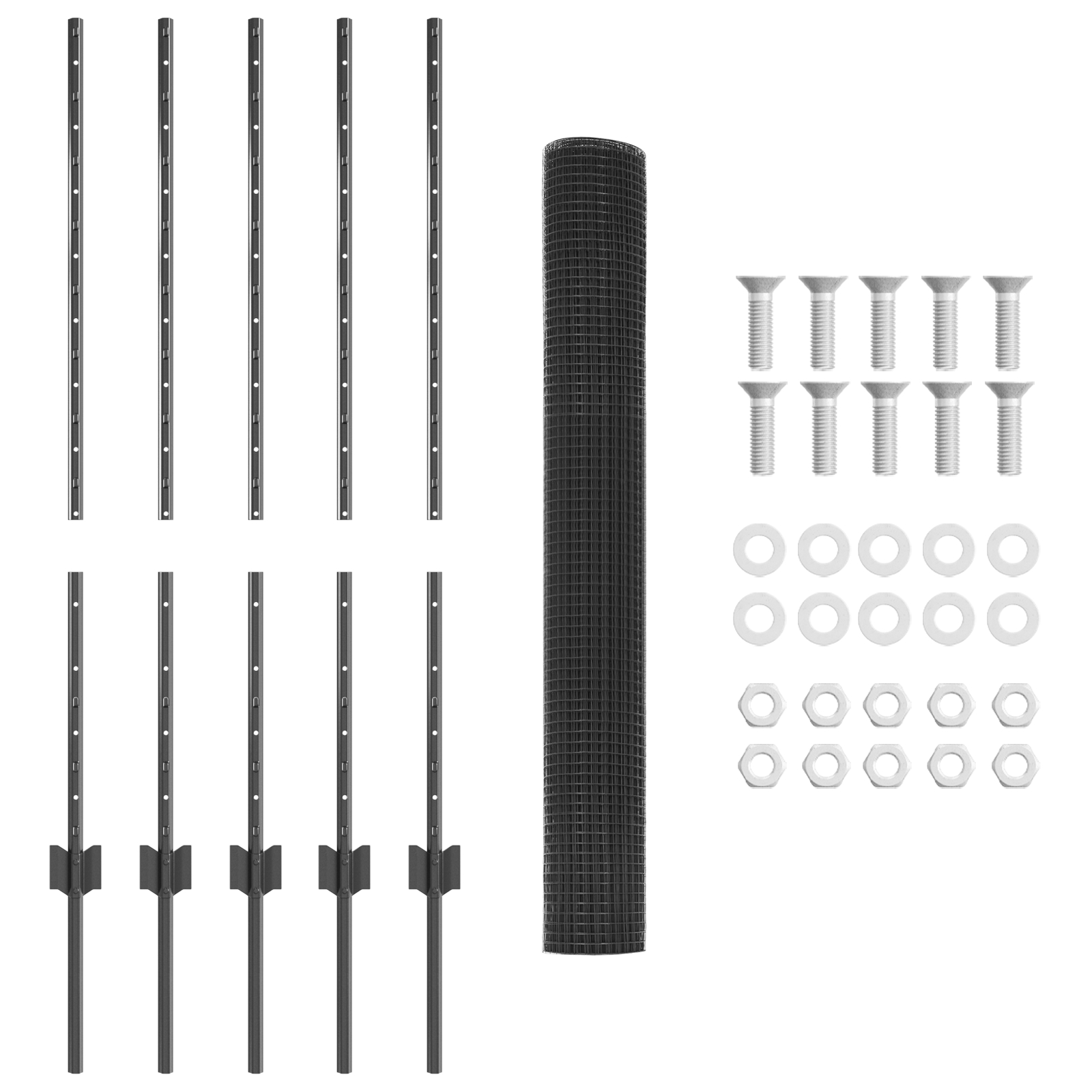 Set Gard din Plasă de Găină Set de 2 Gri Metal Gard de 10 x 1 m GartenMobel Dekor