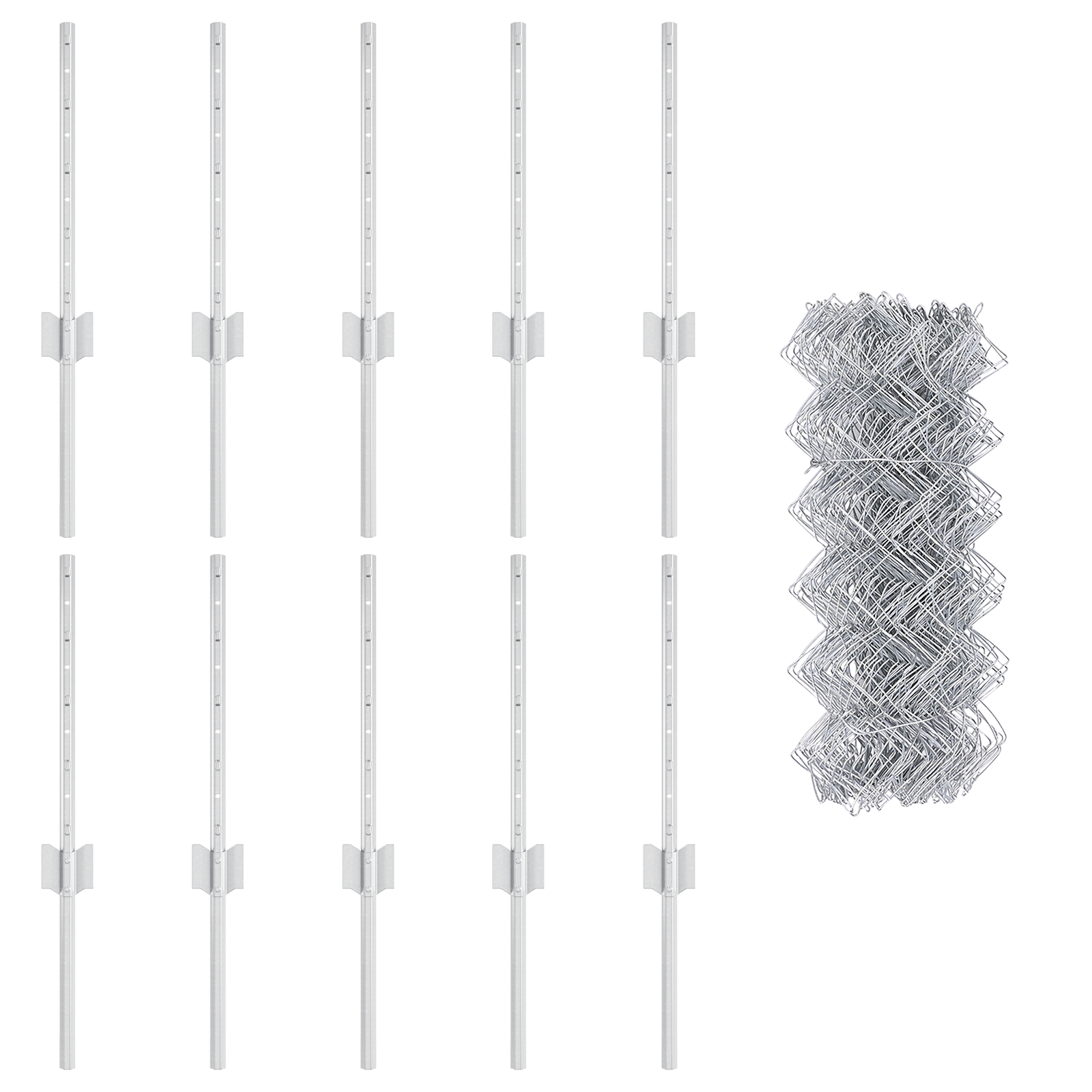 Șină de Lanț cu 10 Posturi U Argintii 0.4x10 m Oțel GartenMobel Dekor