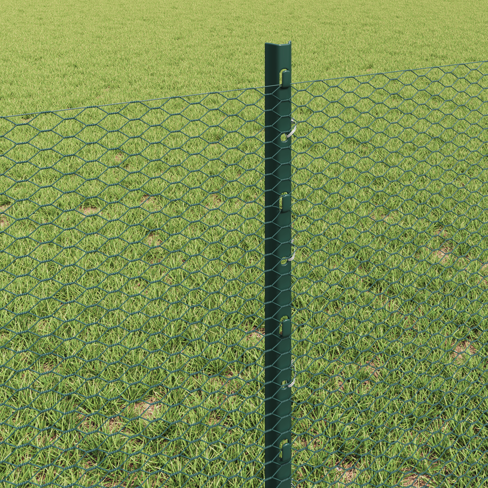Posturi de Gard  11 pcs U-Channel Verde 60 cm Oțel, Gard Hexagonal  Verde 0.6x100 m Oțel GartenMobel Dekor