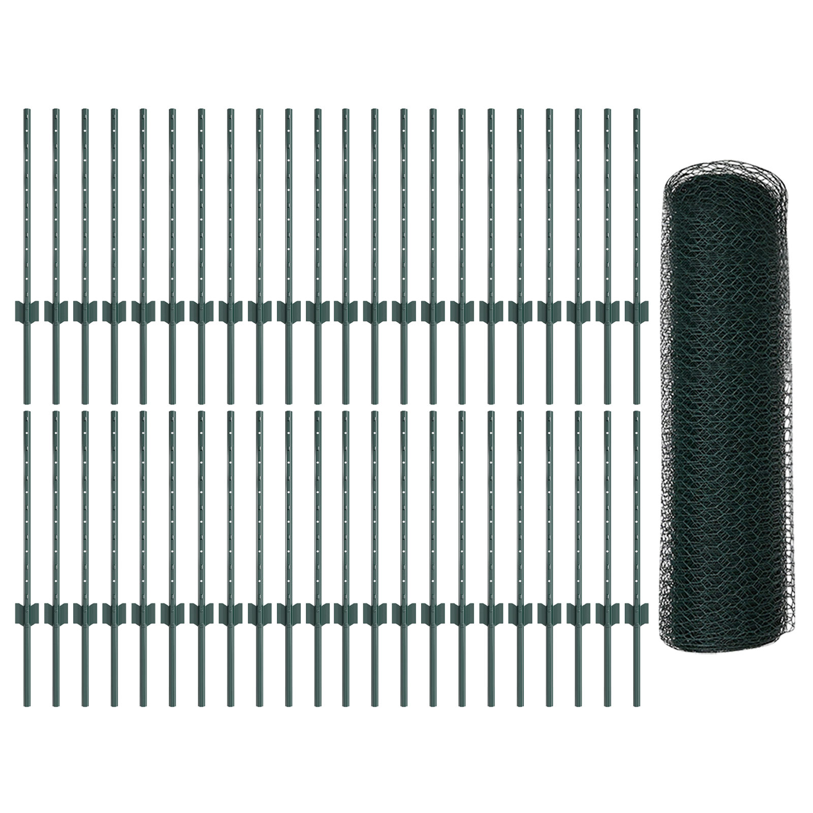 Posturi de Gard  11 pcs U-Channel Verde 60 cm Oțel, Gard Hexagonal  Verde 0.6x100 m Oțel GartenMobel Dekor