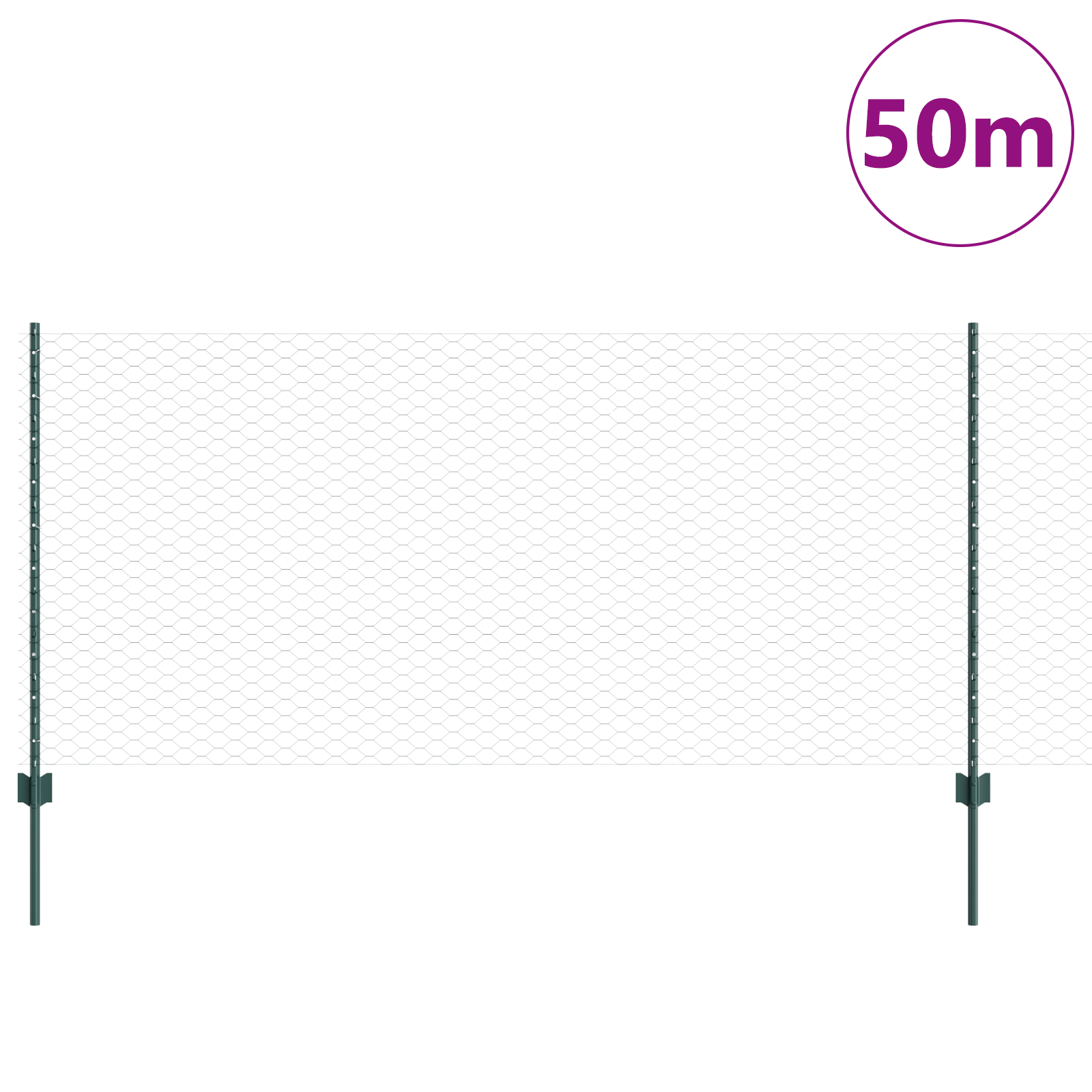 Stâlpi Împrejmuire  11 buc U-Channel Verde 100 cm Oțel, Împrejmuire Hexagonală  Verde 1x50 m Oțel GartenMobel Dekor