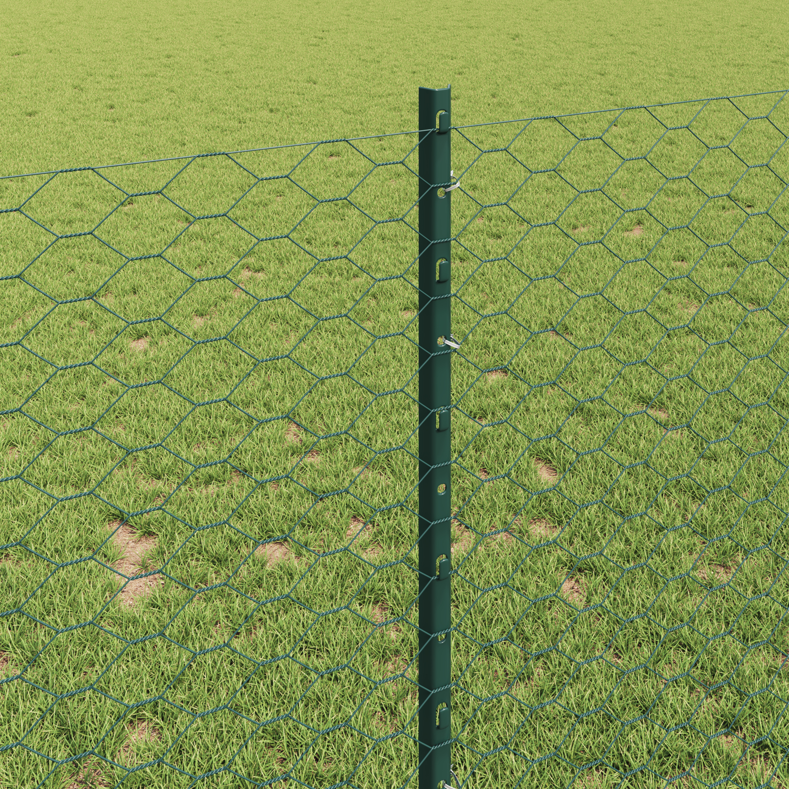 Stâlpi Împrejmuire  11 buc U-Channel Verde 100 cm Oțel, Împrejmuire Hexagonală  Verde 1x50 m Oțel GartenMobel Dekor