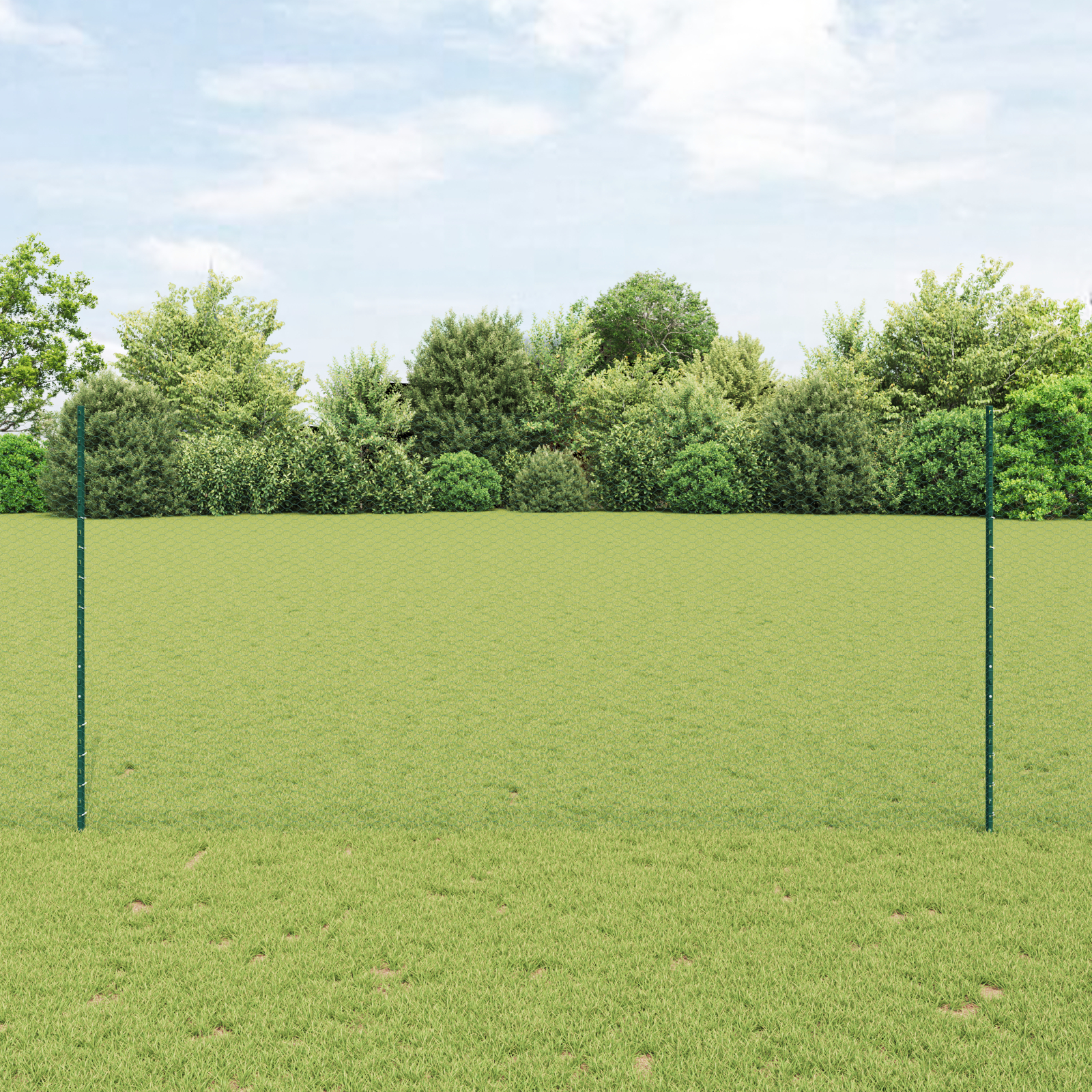 Stâlpi de Gard  11 pcs U-Channel Verde 140 cm Oțel, Gard Hexagon  Verde 1.4x25 m Oțel GartenMobel Dekor