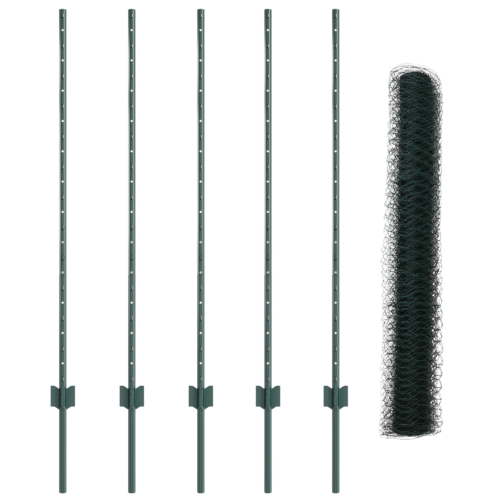 Stâlpi de gard  5 pcs U-Channel Verde 120 cm Oțel, Gard hexagonal  Verde 1.2x10 m Oțel GartenMobel Dekor