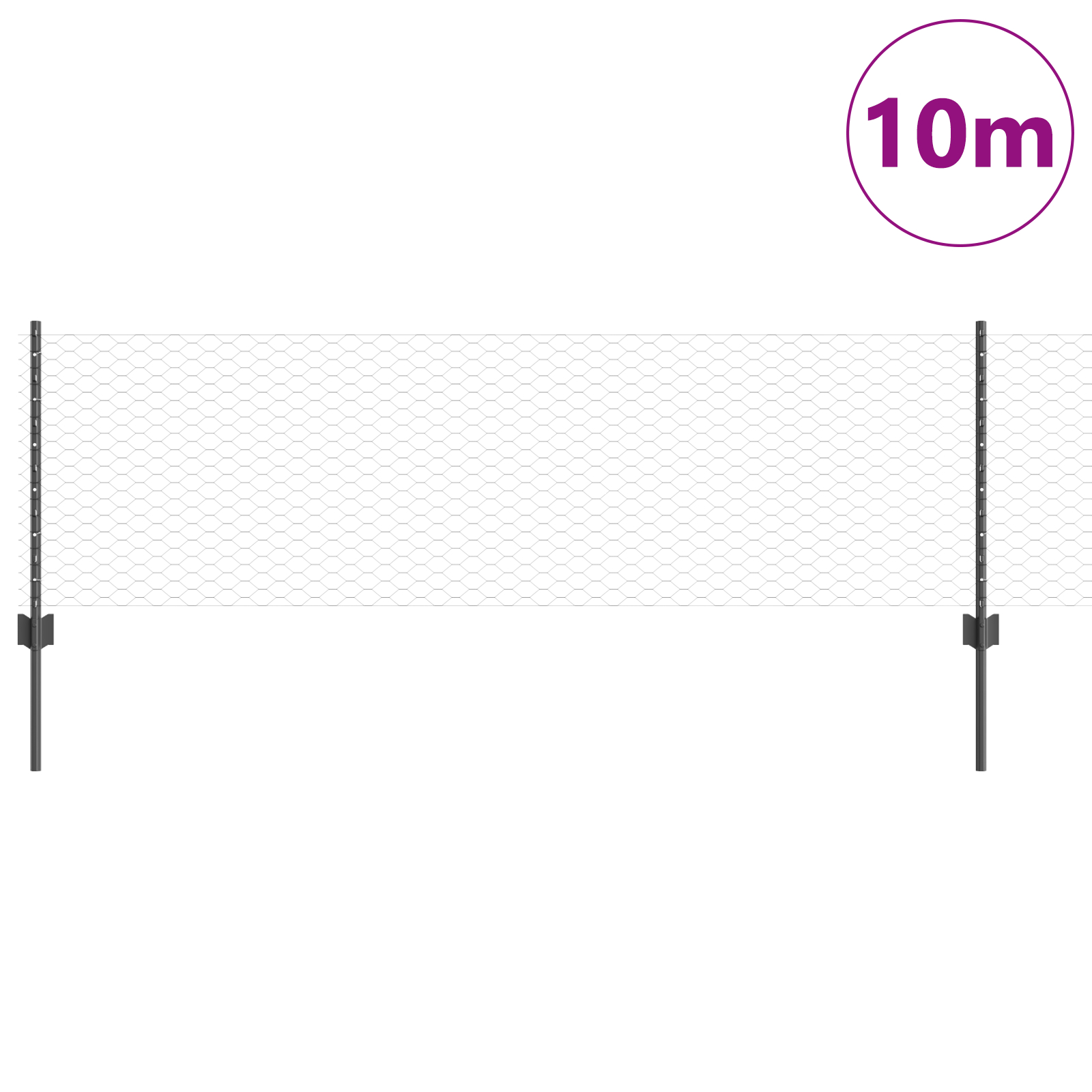 Stâlpi de îngrădire  5 pcs U-Channel Gri 60 cm Oțel, Îngrădire hexagonală  Gri 0,6x10 m Oțel GartenMobel Dekor