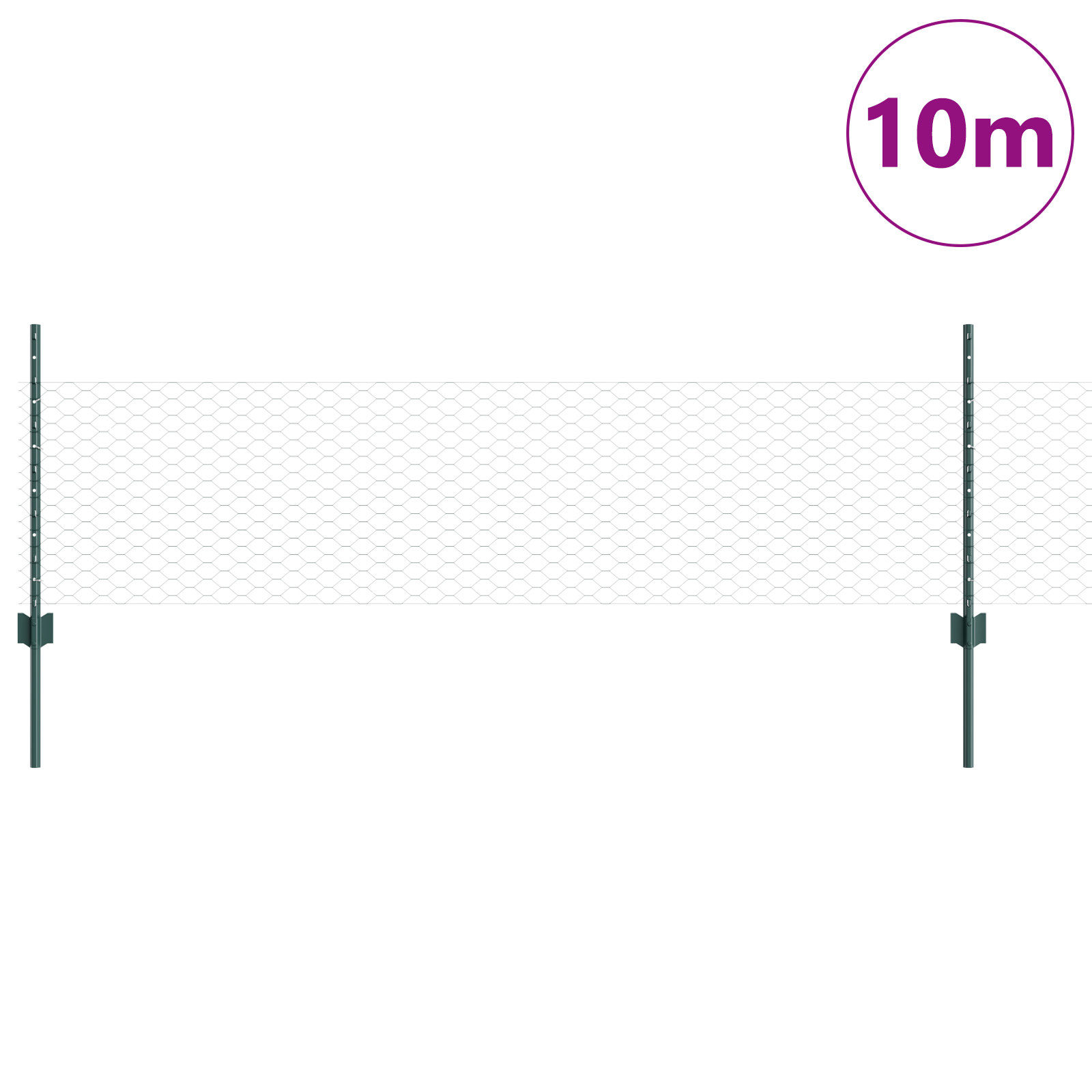 Stâlpi pentru Îngrădire  5 buc U-Channel Verde 80 cm Oțel, Îngrădire Hexagonală  Verde 0,5x10 m Oțel GartenMobel Dekor