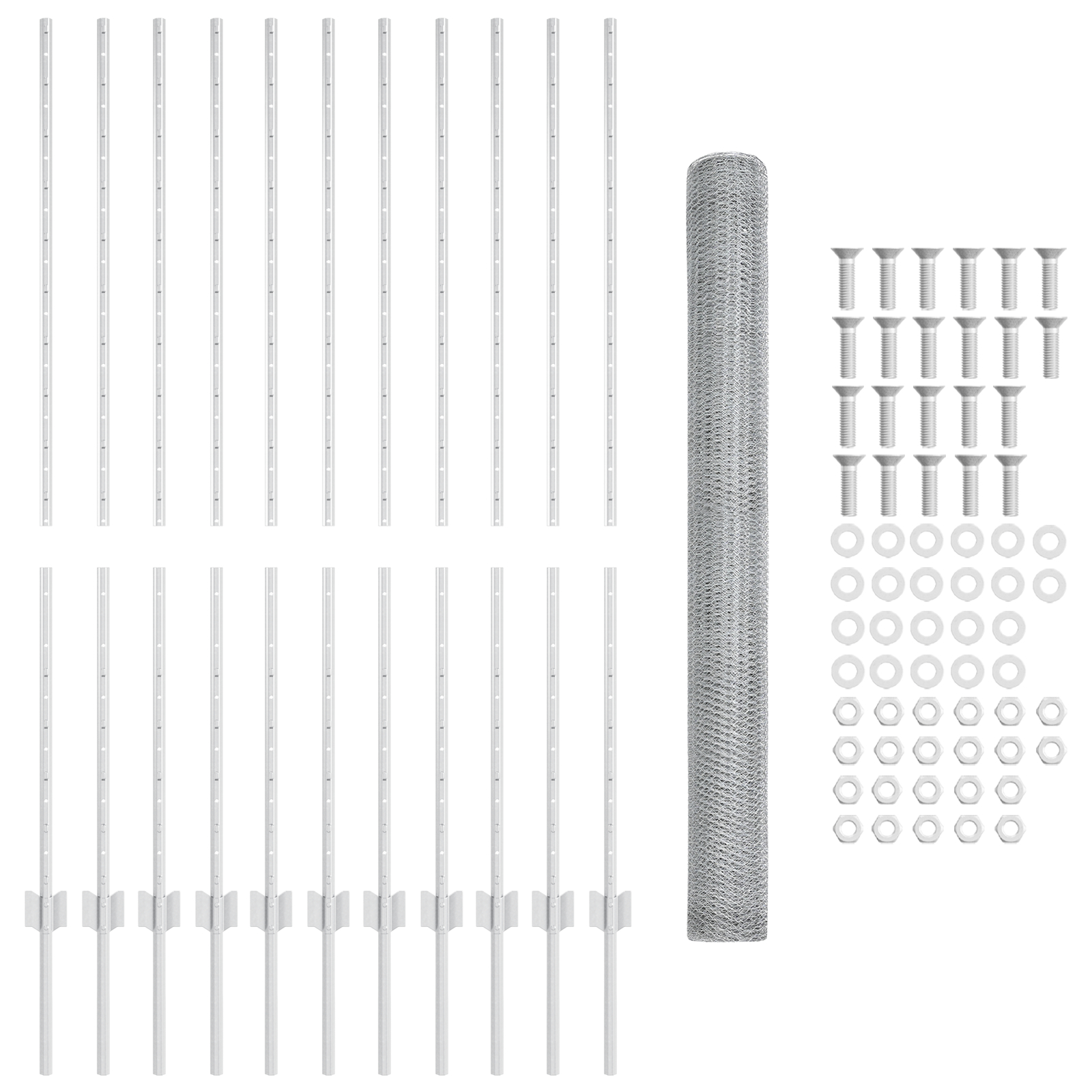 Stâlpi de Gard 22 pcs U-Channel 140 cm Oțel Galvanizat,  Gard Hexagonal 1.4x25 m Oțel Galvanizat GartenMobel Dekor