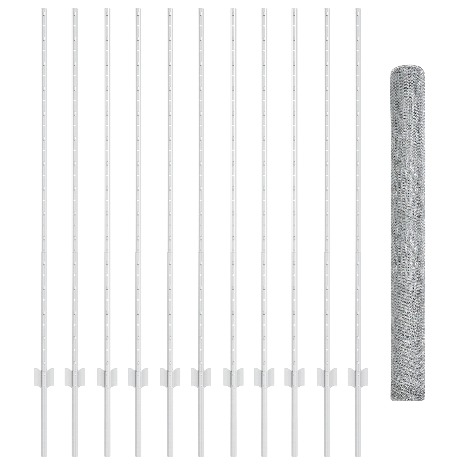 Stâlpi de Gard 22 pcs U-Channel 140 cm Oțel Galvanizat,  Gard Hexagonal 1.4x25 m Oțel Galvanizat GartenMobel Dekor