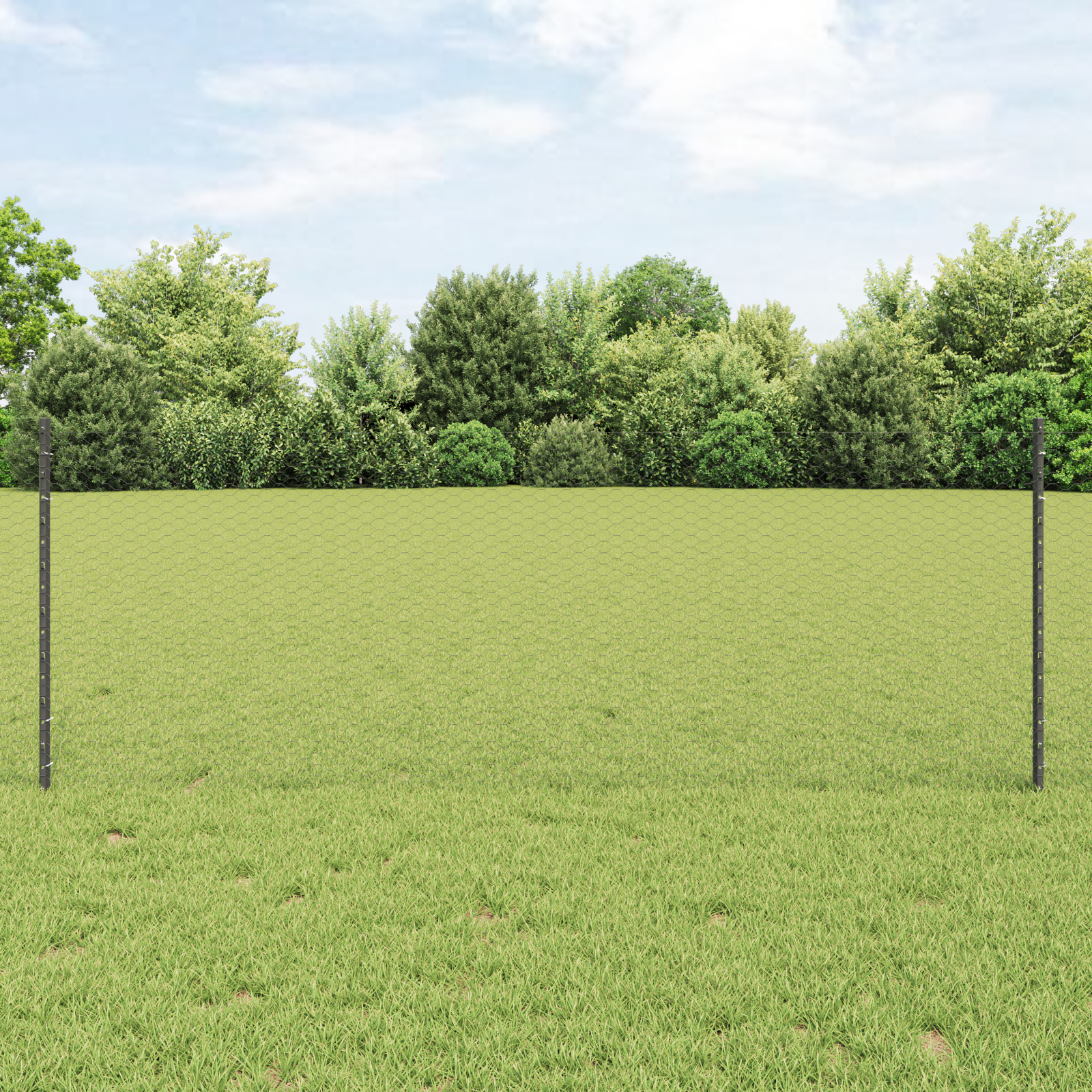 Stâlpi Gard  11 buc U-Channel Gri 80 cm Oțel, Gard Hexagonal  Gri 0.8x50 m Oțel GartenMobel Dekor