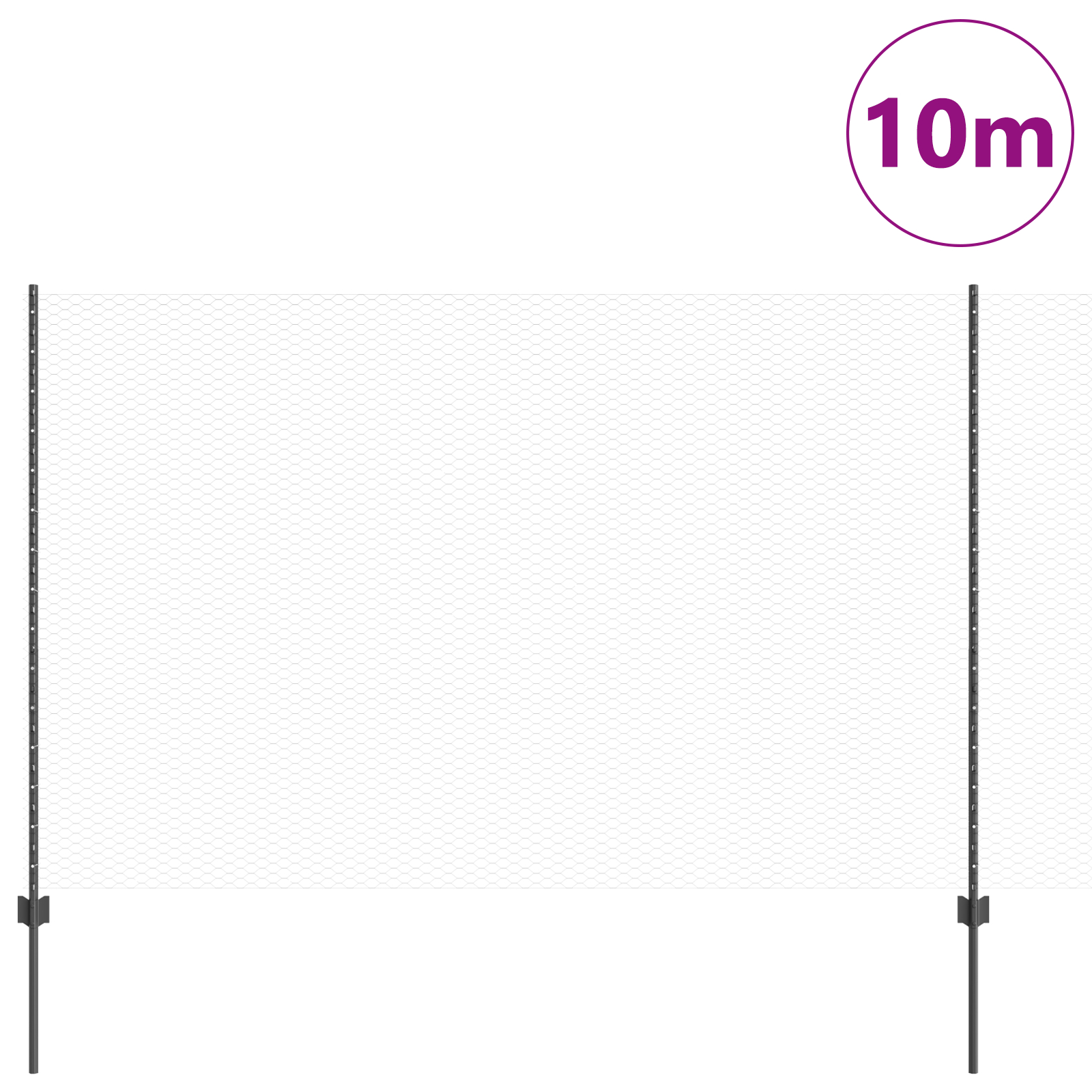 Stâlpi de Gard  10 buc U-Channel Gri 150 cm Oțel, Gard Hexagonal  Gri 1.5x10 m Oțel GartenMobel Dekor