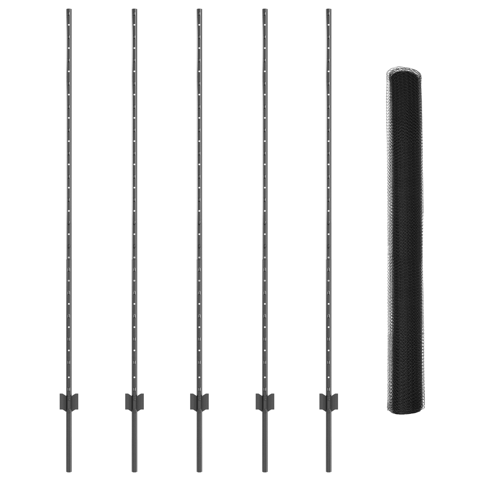 Stâlpi de Gard  10 buc U-Channel Gri 150 cm Oțel, Gard Hexagonal  Gri 1.5x10 m Oțel GartenMobel Dekor