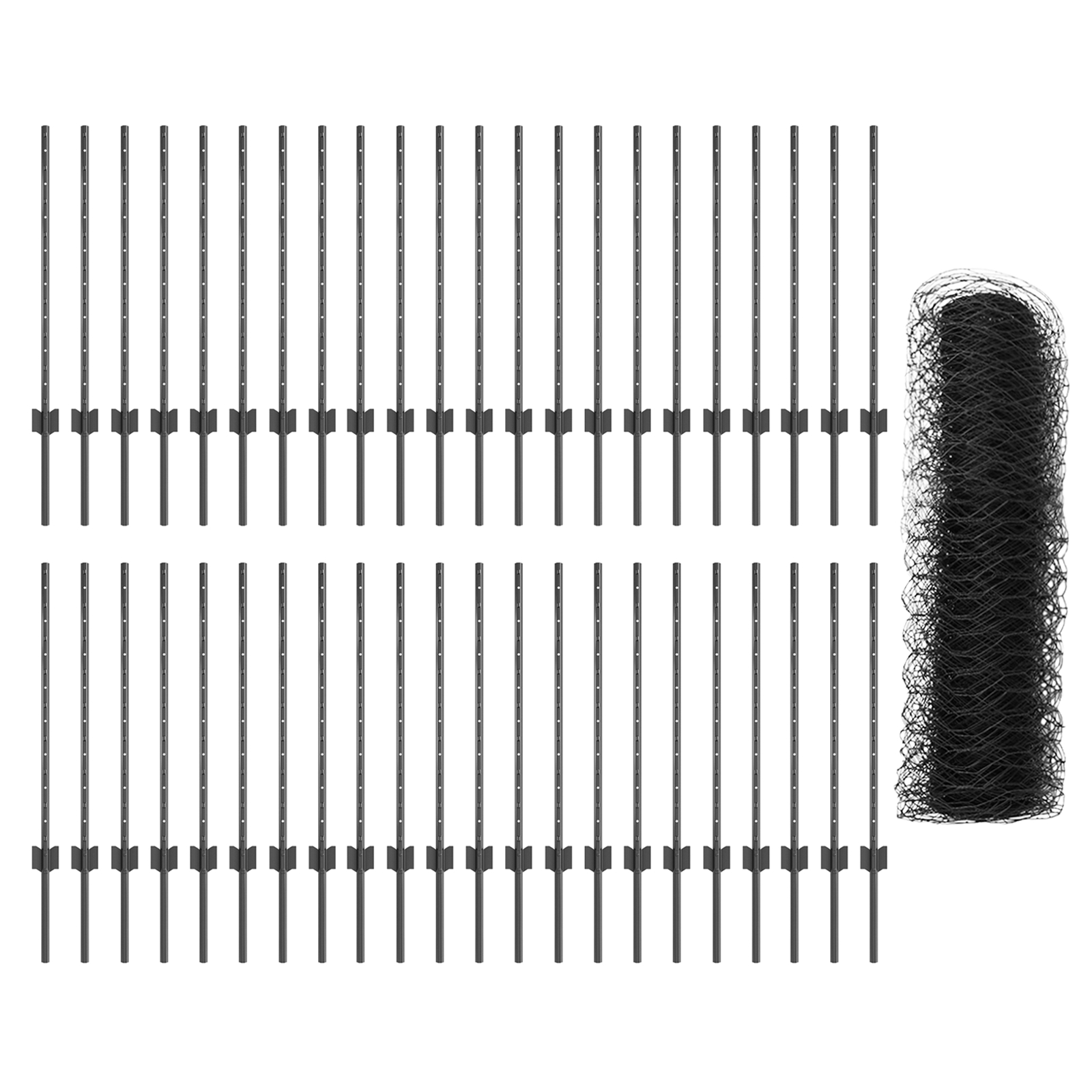 Stâlpi de Gard  11 buc U-Channel Gri 80 cm Oțel, Gard Hexagonal  Gri 0.8x100 m Oțel GartenMobel Dekor