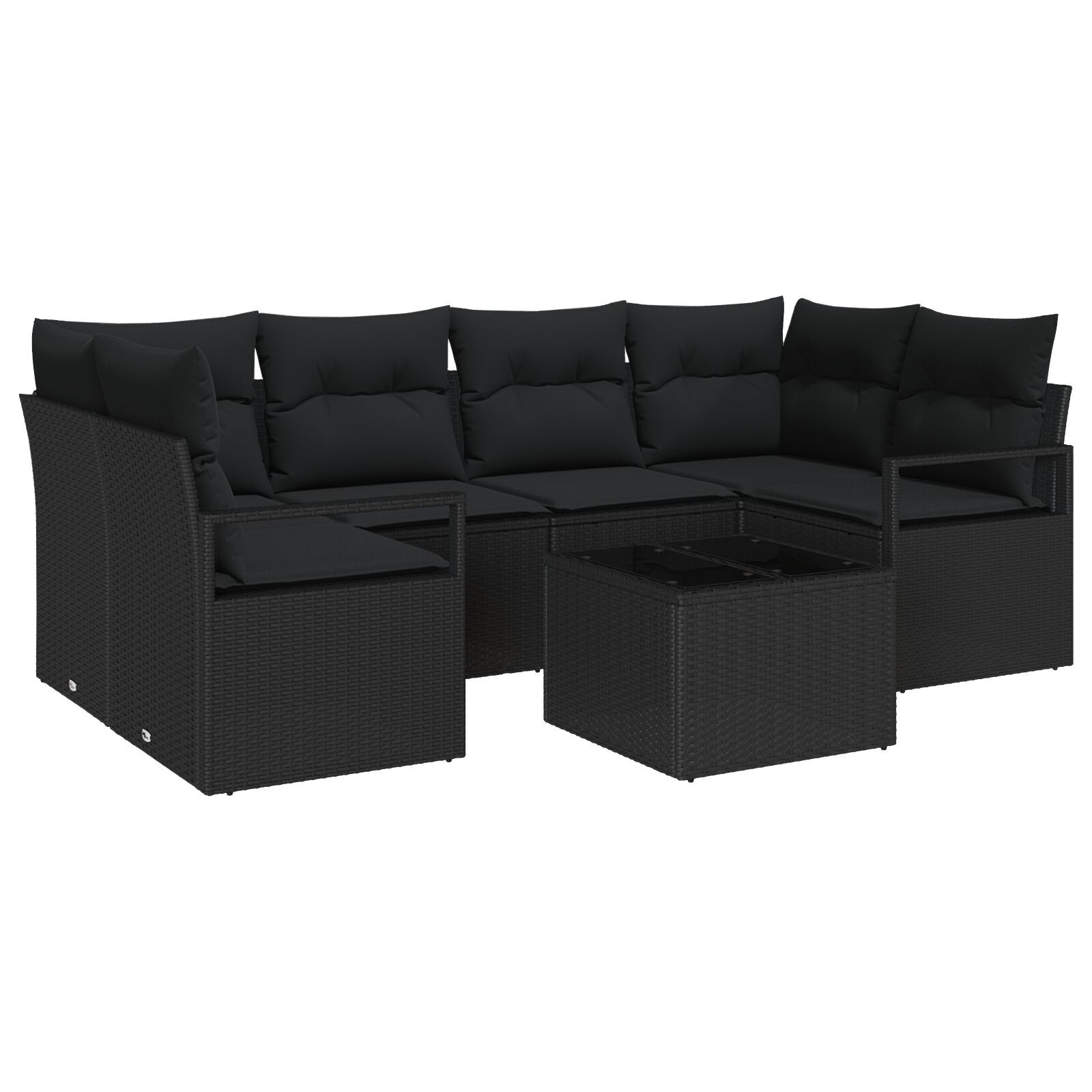 Set canapea grădină cu perne Negru Rattan poliesteric, Canapea grădină 2 persoane cu perne Negru Rattan poliesteric GartenMobel Dekor