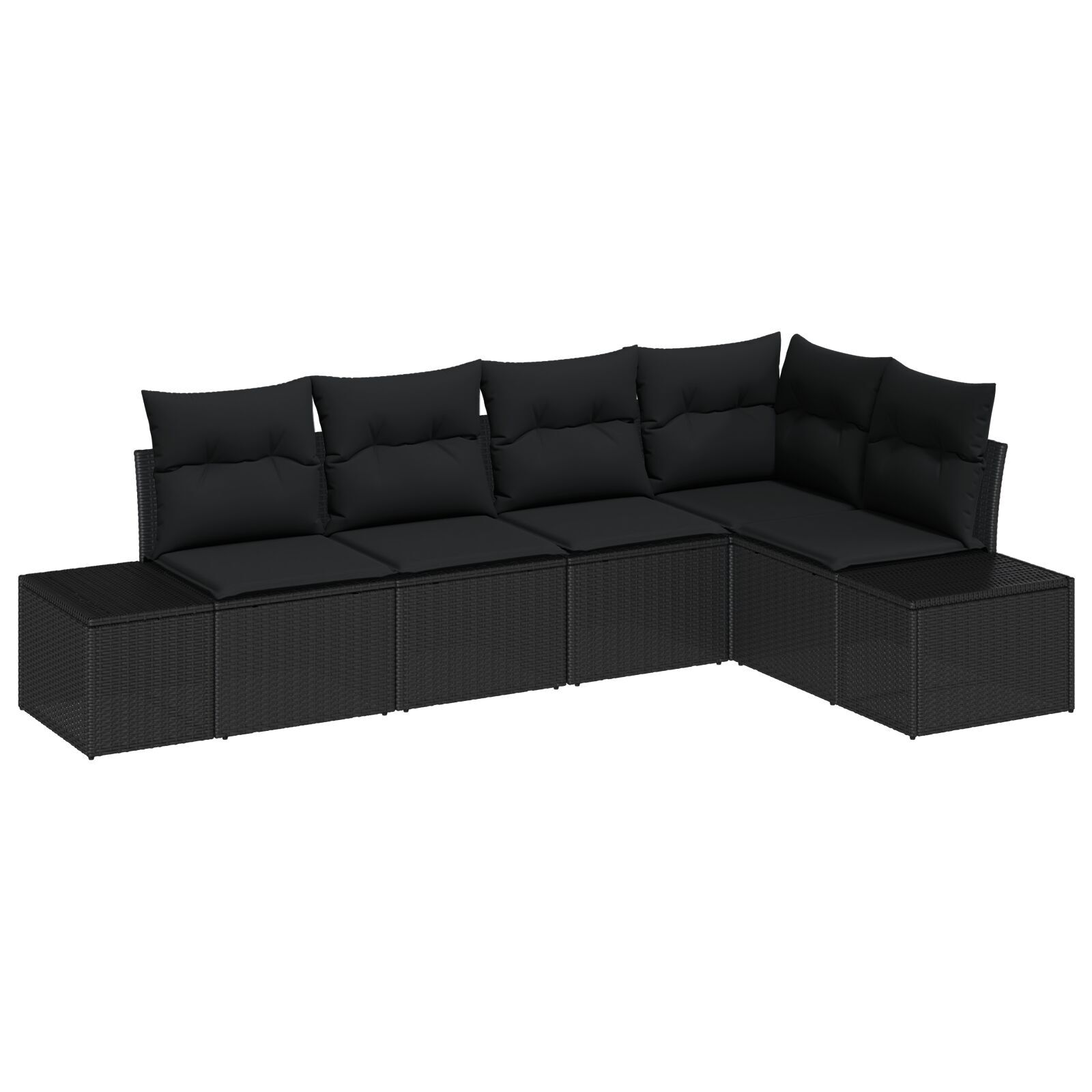 Set 5 Canapele Grădină cu Pernă Ratan Poli Negru GartenMobel Dekor