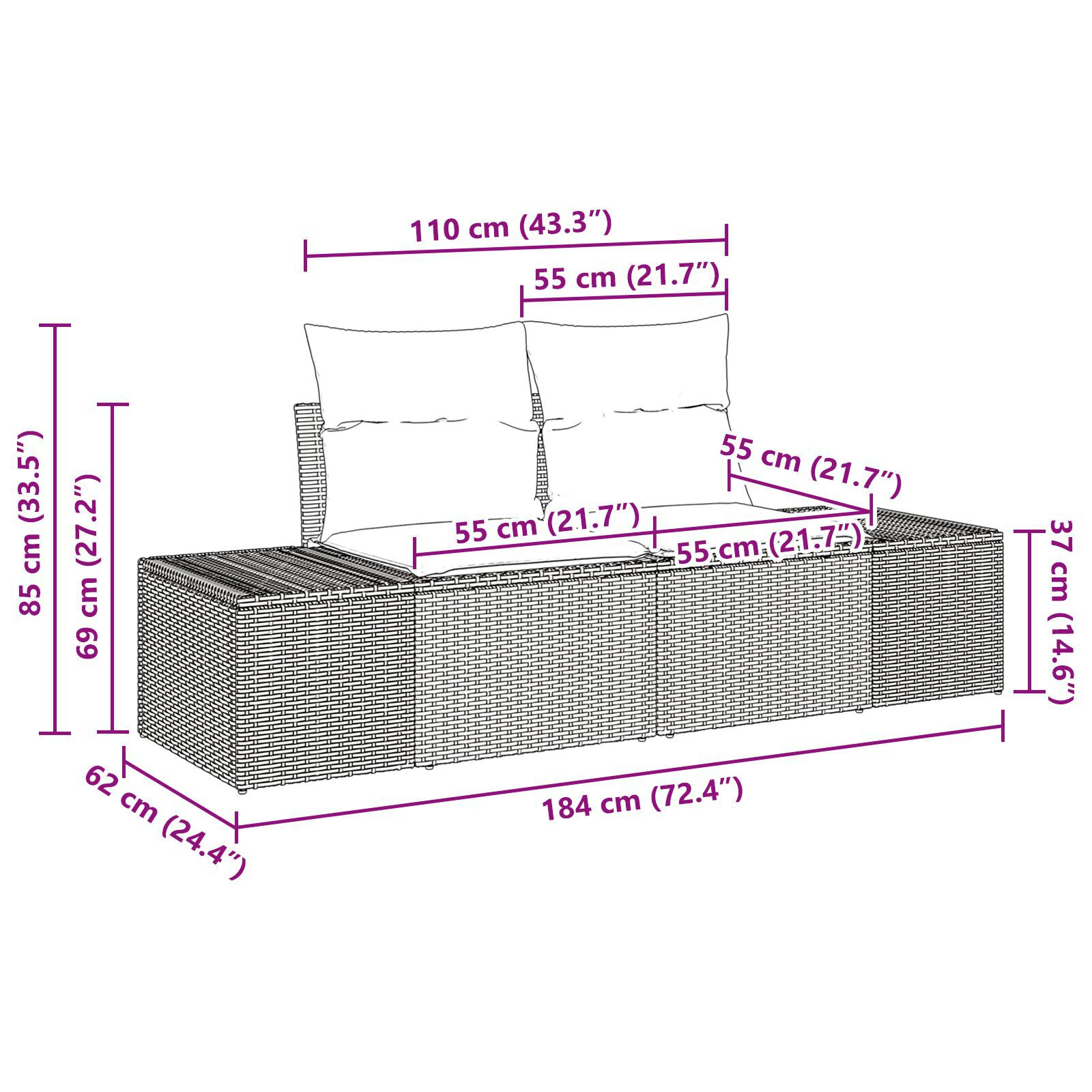Set de canapea de grădină cu 9 piese și perne, Răchită polimerică GartenMobel Dekor