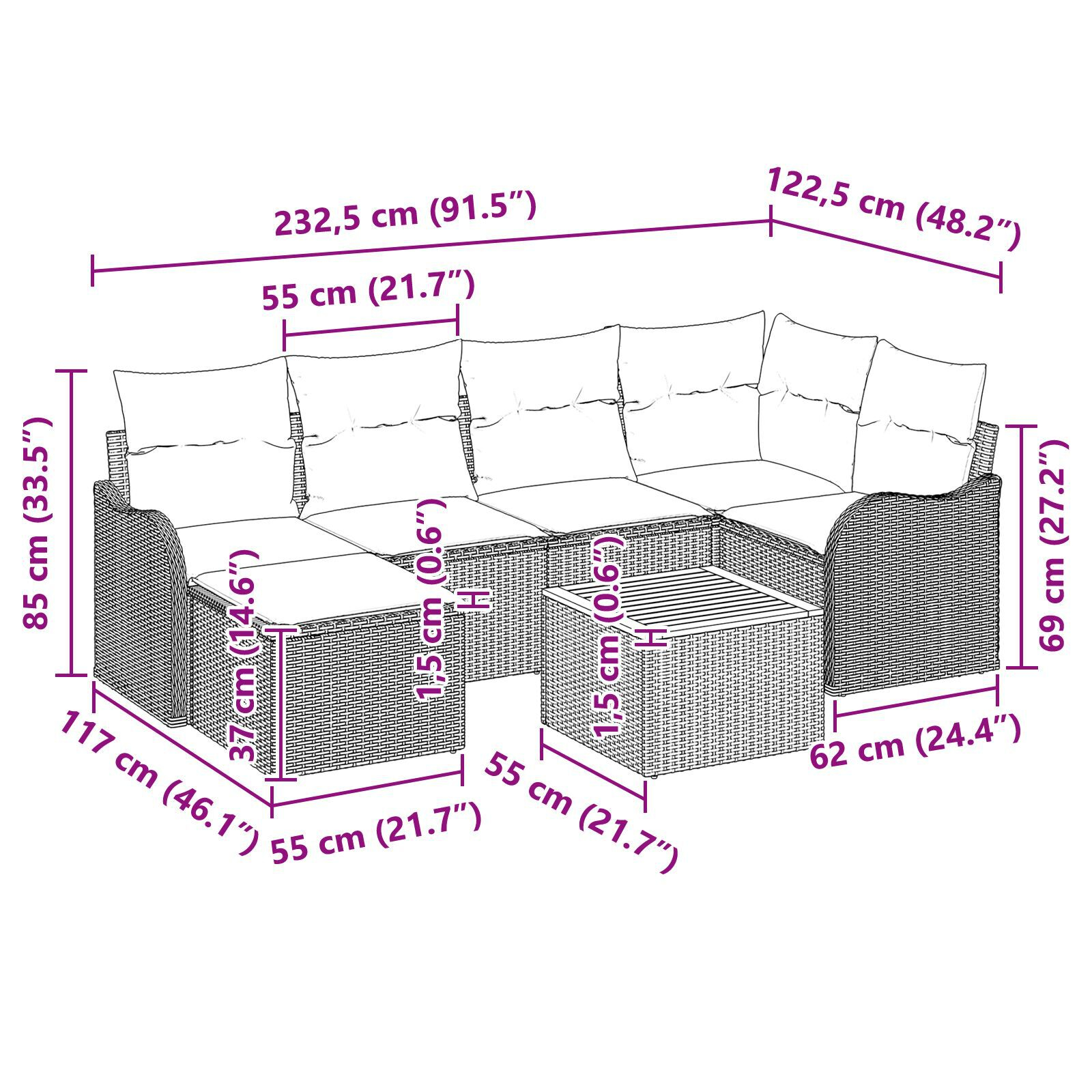 Set canapea grădină cu perne bej poliratan Acacia, Canapea grădină cu 2 locuri și perne bej poliratan GartenMobel Dekor