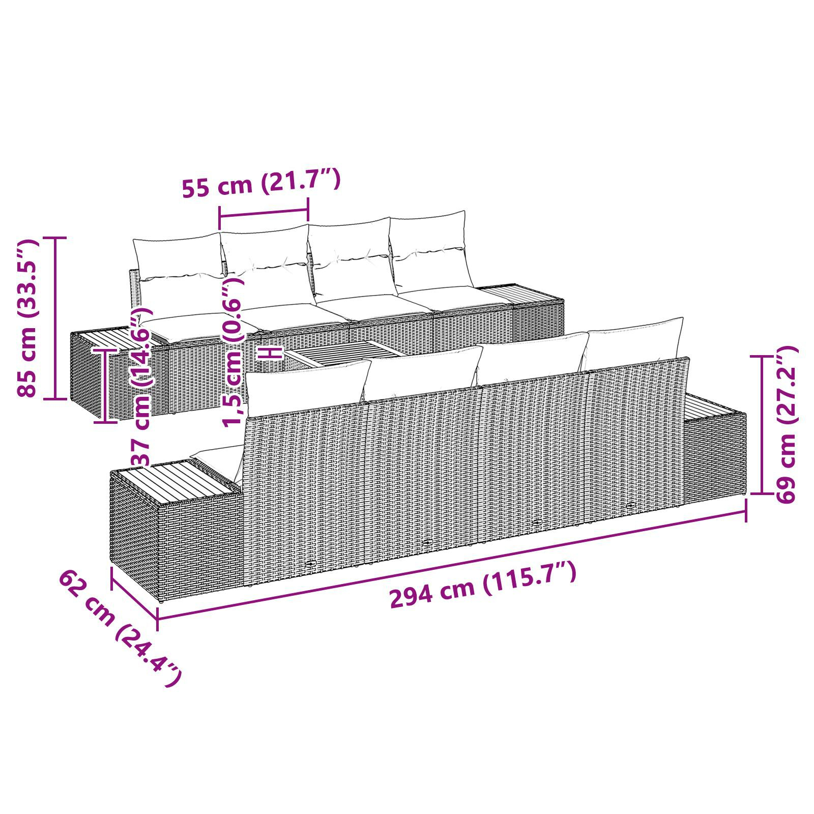 Set de Canapea Grădină 9 Piese cu Perne Bej Poli Ratan Acacia GartenMobel Dekor