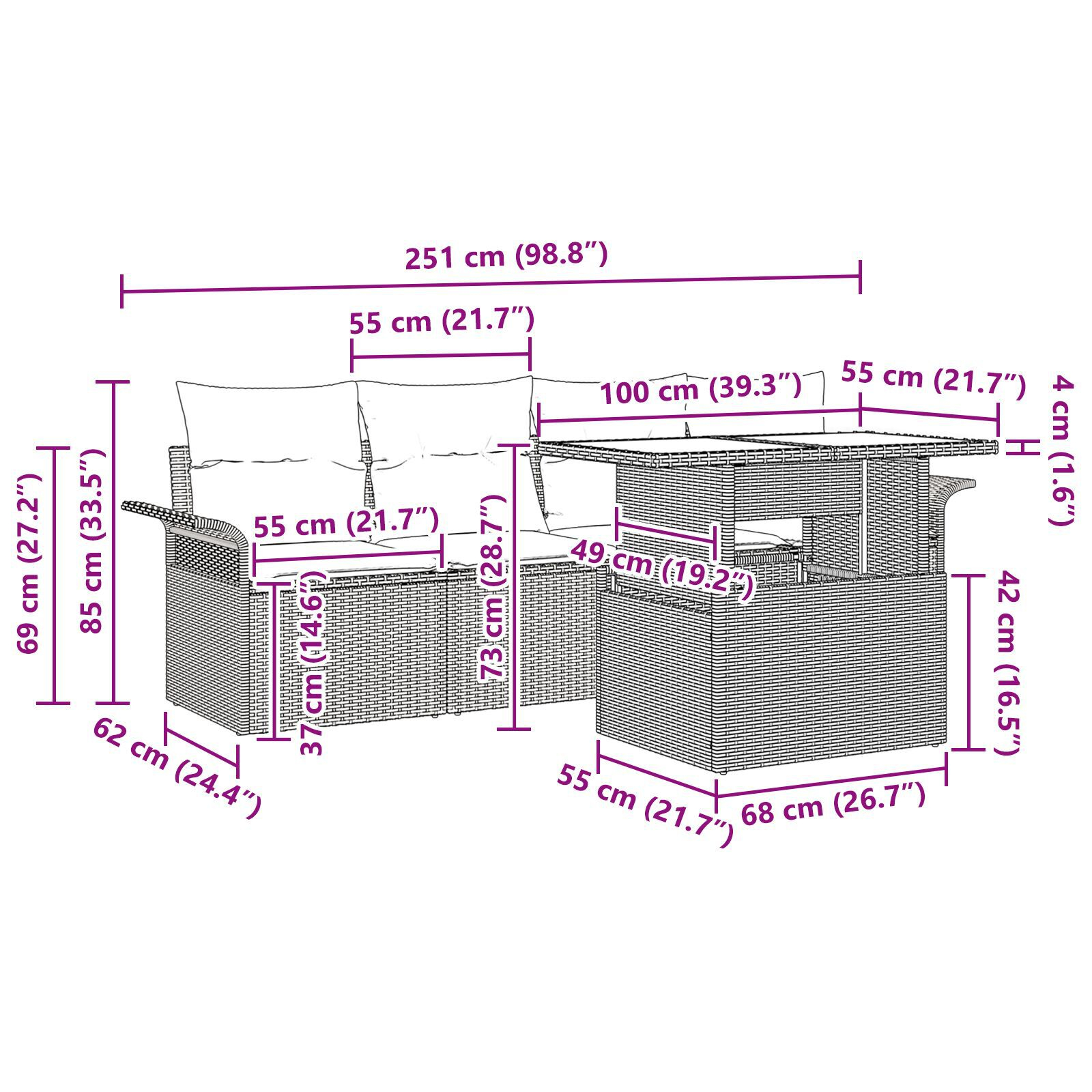 Set de Canapea de Grădină 5 Piese cu Pernuțe Maro din Ratan Poli GartenMobel Dekor