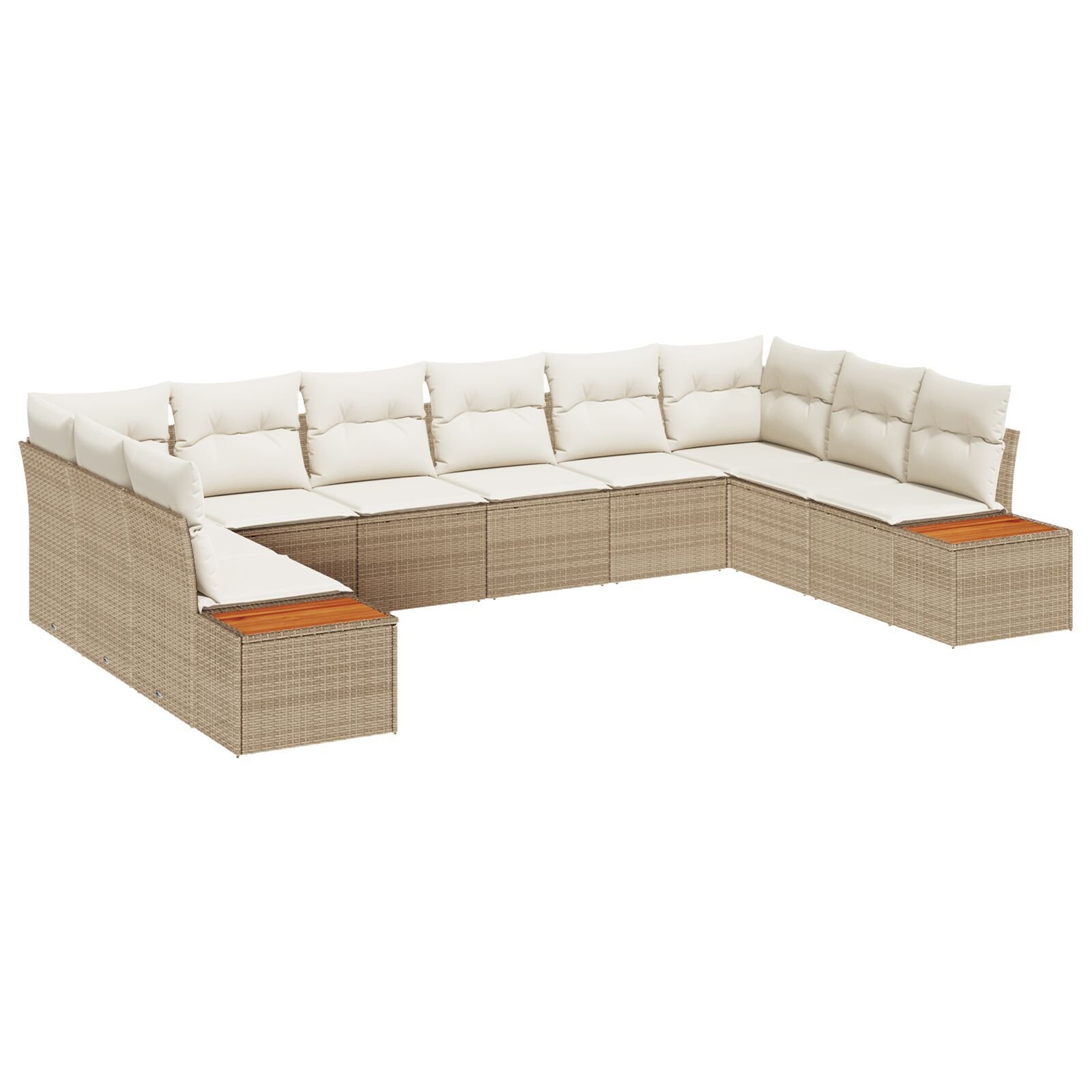 Set de canapea de grădină cu 10 piese și perne Bej Poli Ratan GartenMobel Dekor