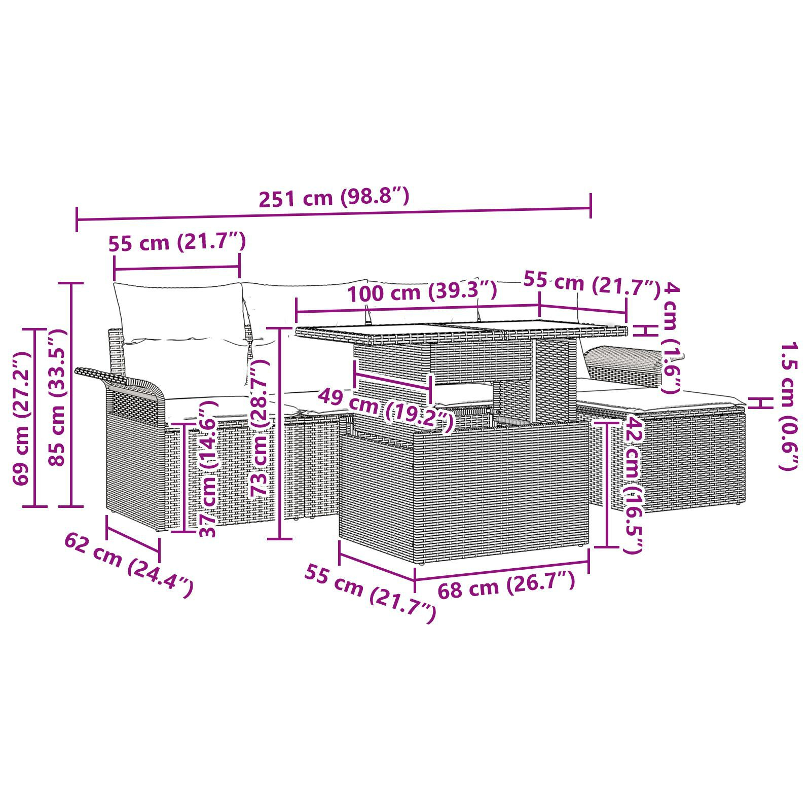 Set Canapea Grădină 6 Piese cu Pernițe Gri Ratan Poliesteric GartenMobel Dekor