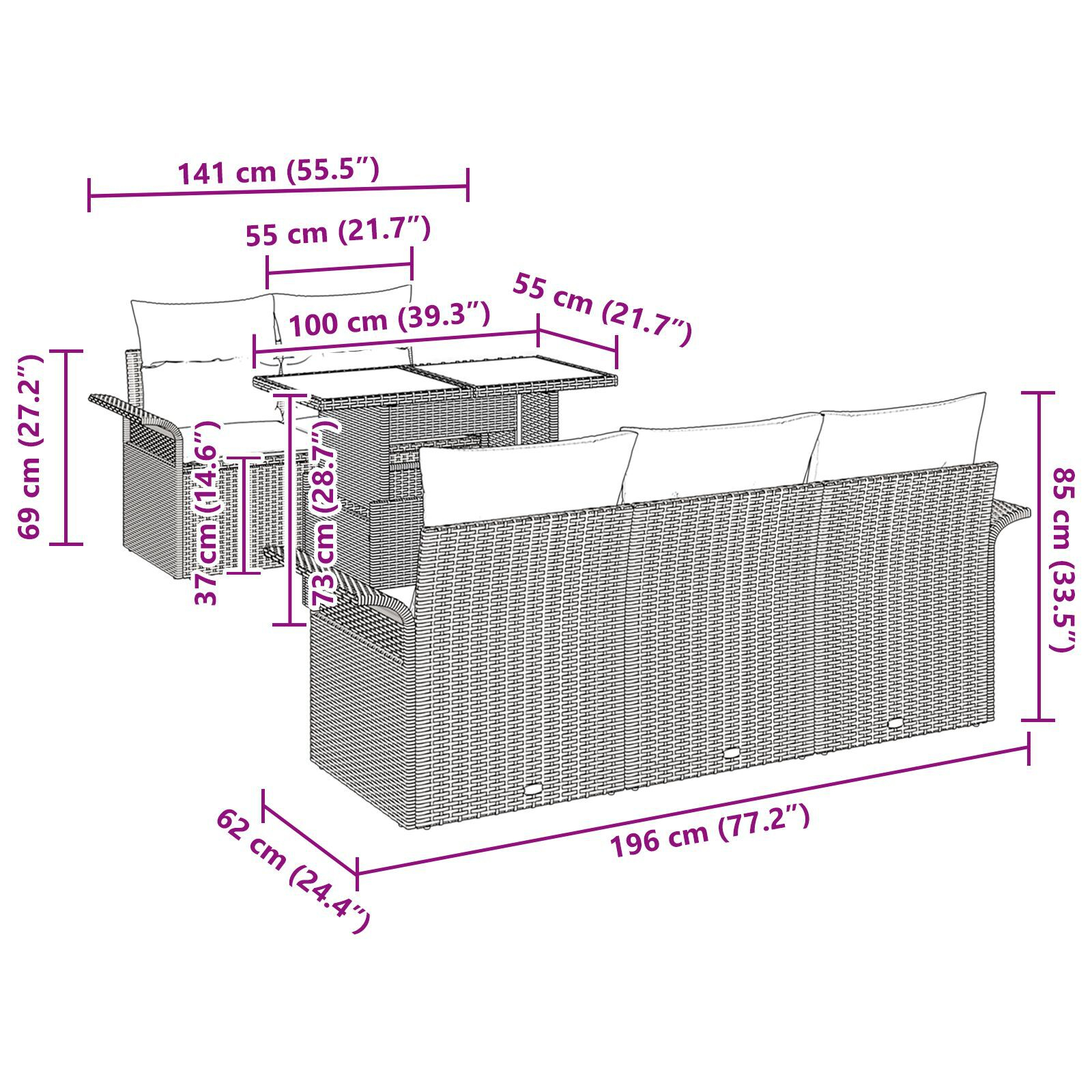 Set canapele de grădină de 6 piese cu perne Bej Poliratan GartenMobel Dekor