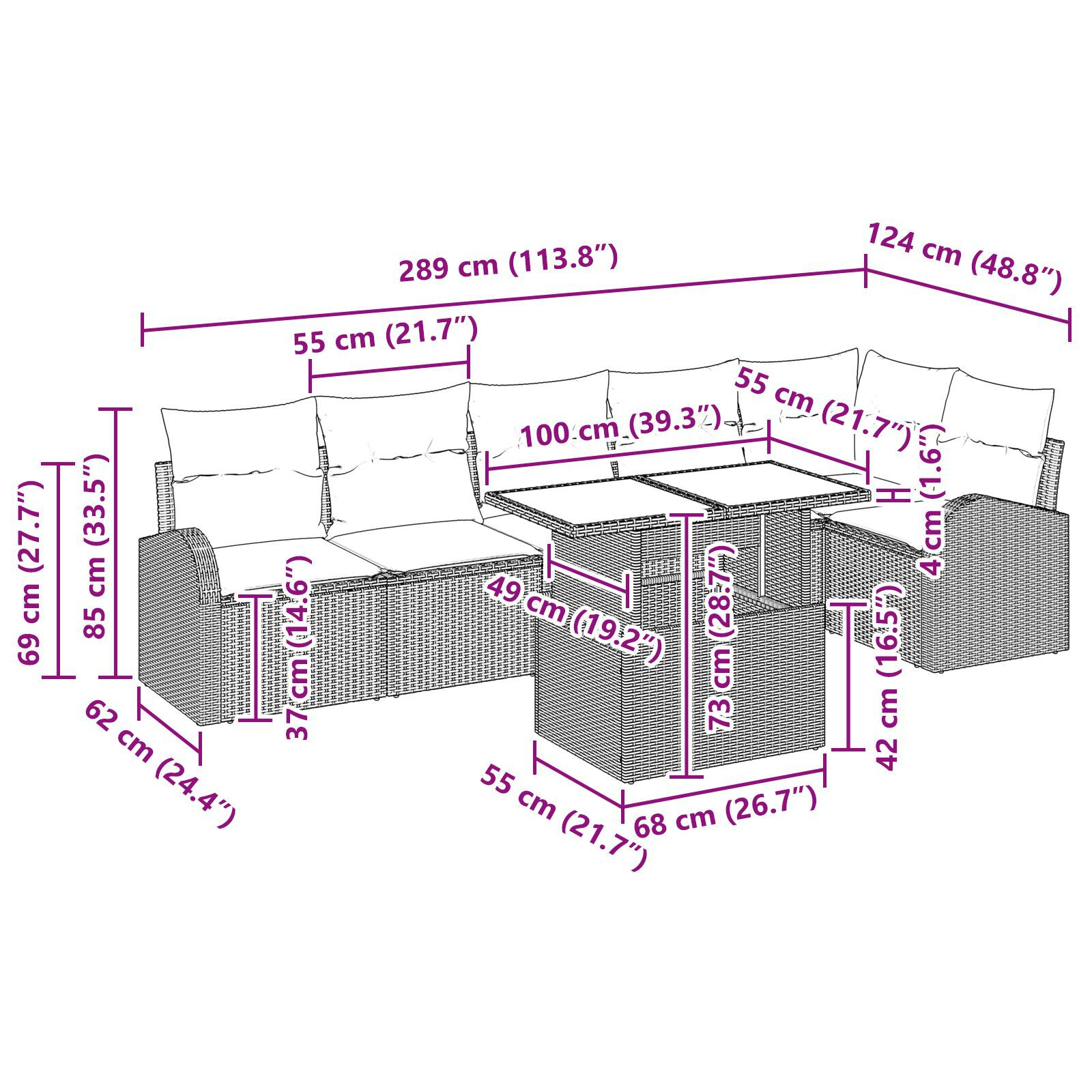 Set Canapea Grădină 7 Piese cu Perne Negru Ratan Polimeric GartenMobel Dekor