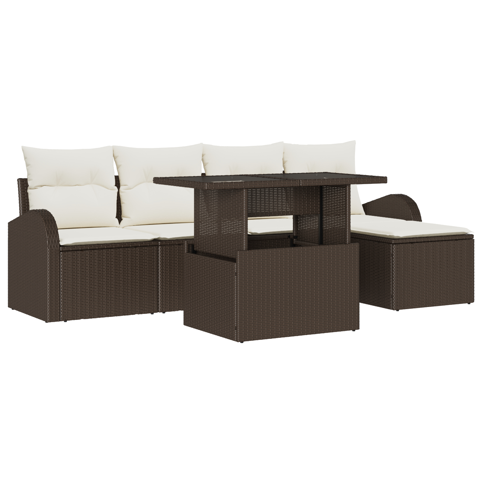 Set de Sofa pentru Grădină 6 Piese cu Perne Maro din Ratan Poli GartenMobel Dekor