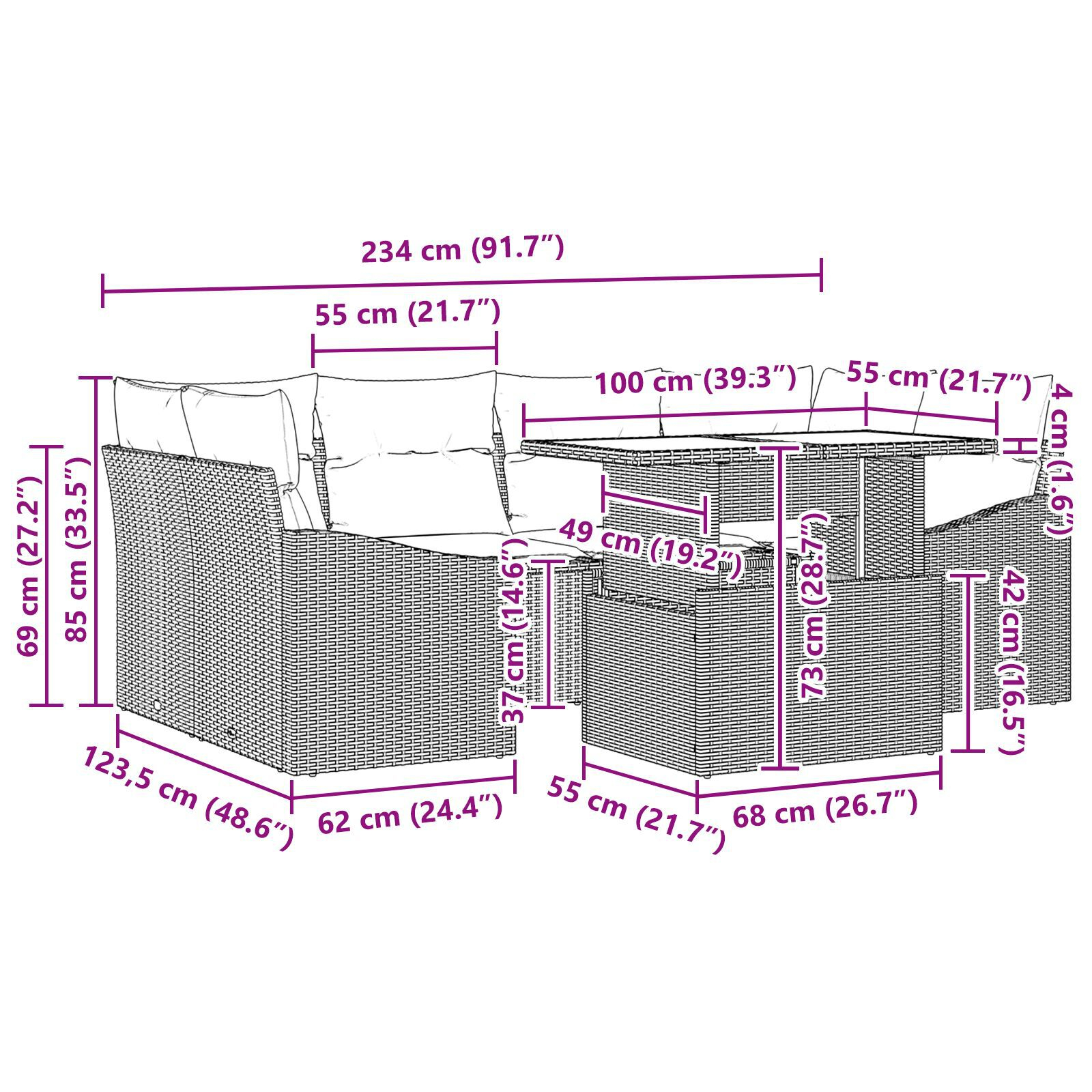 Set de Canapele de Grădină de 7 Piese cu Perne Maro Poliratan GartenMobel Dekor