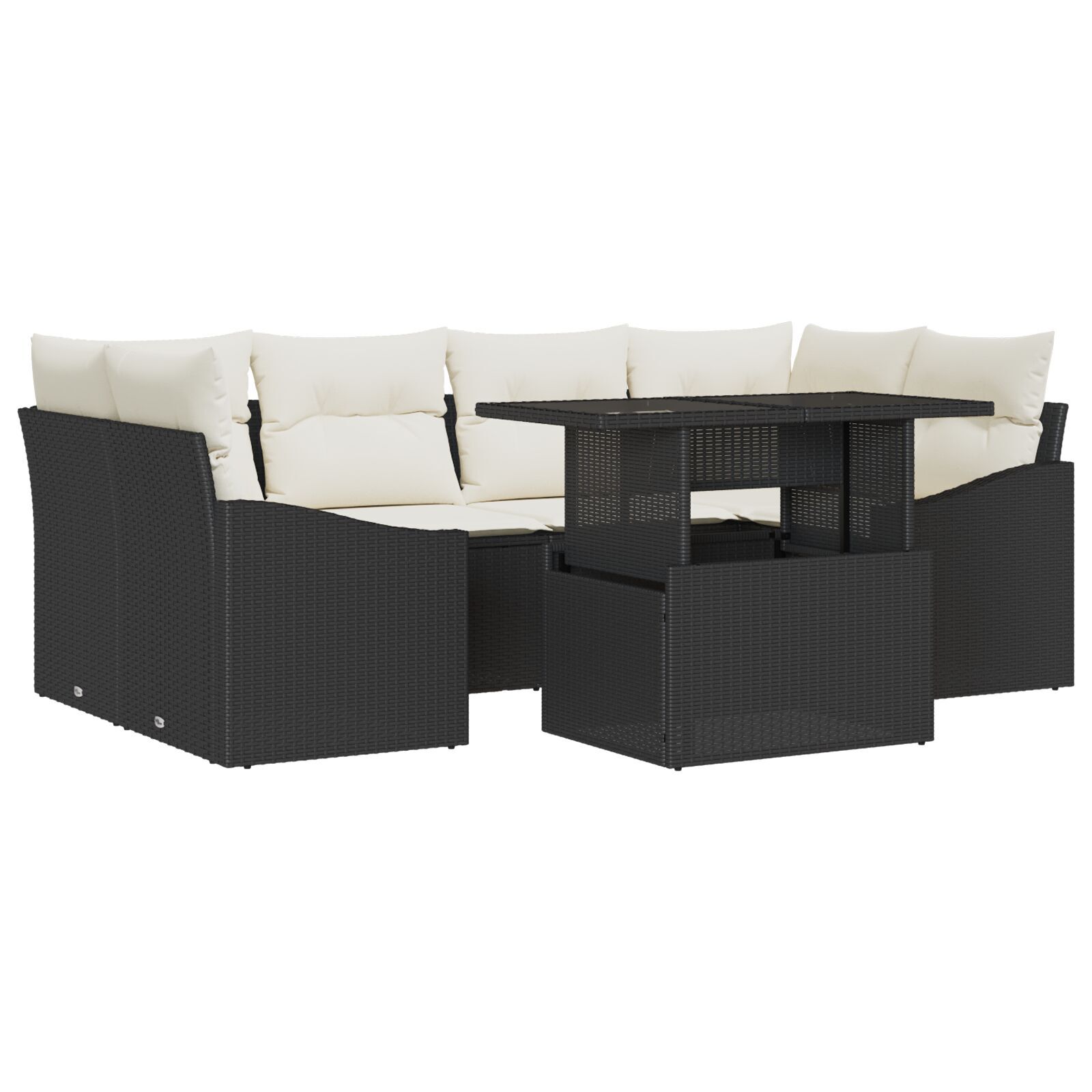 Set de Sofa de Grădină cu Perne Negru Ratan PE GartenMobel Dekor