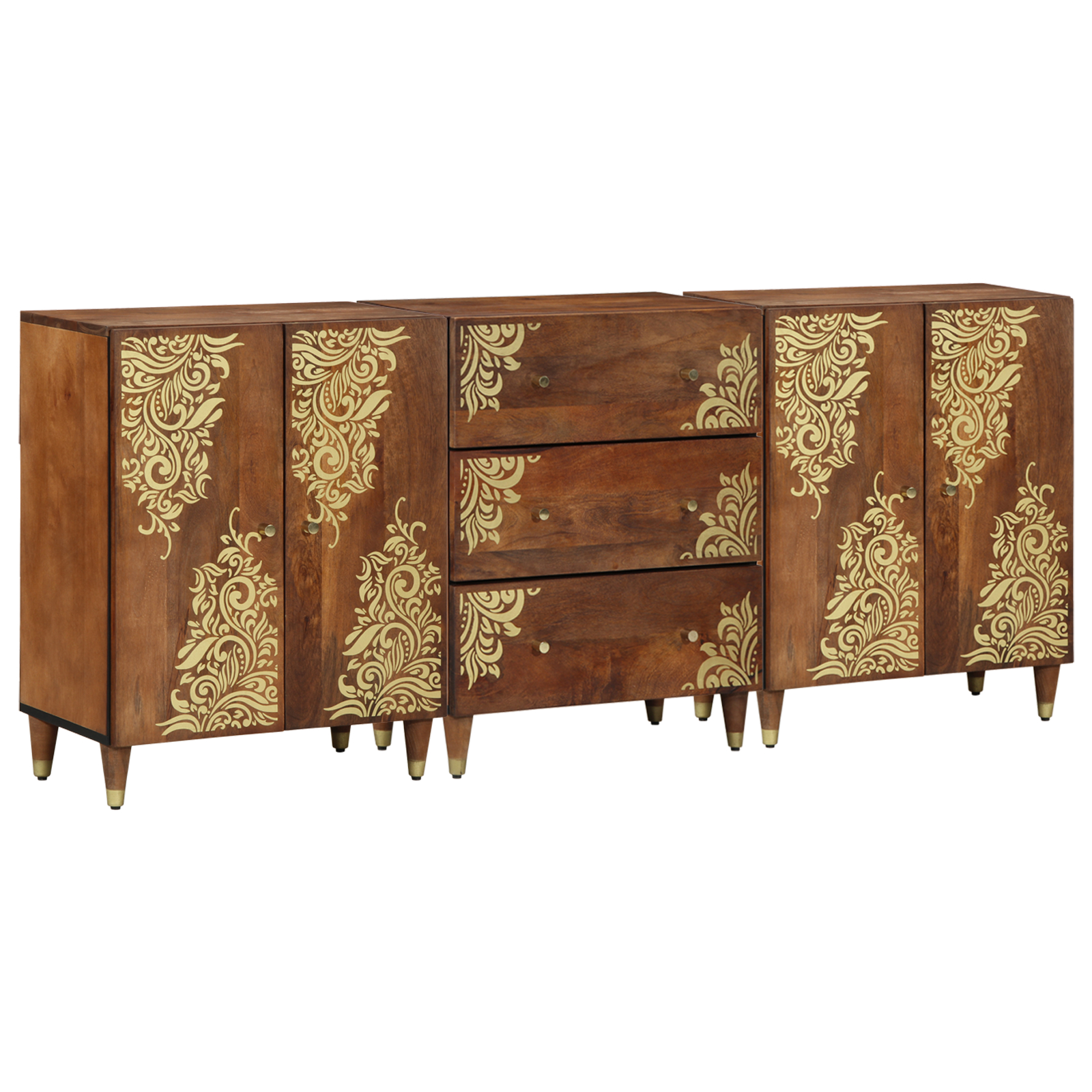 Set de Mobilier pentru Baie  3 Piese Lemn Solid de Mango, Bufet  60x33x75 cm Lemn Solid de Mango GartenMobel Dekor