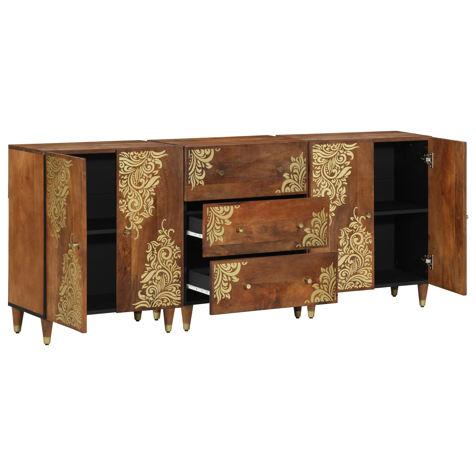 Set de Mobilier pentru Baie  3 Piese Lemn Solid de Mango, Bufet  60x33x75 cm Lemn Solid de Mango GartenMobel Dekor