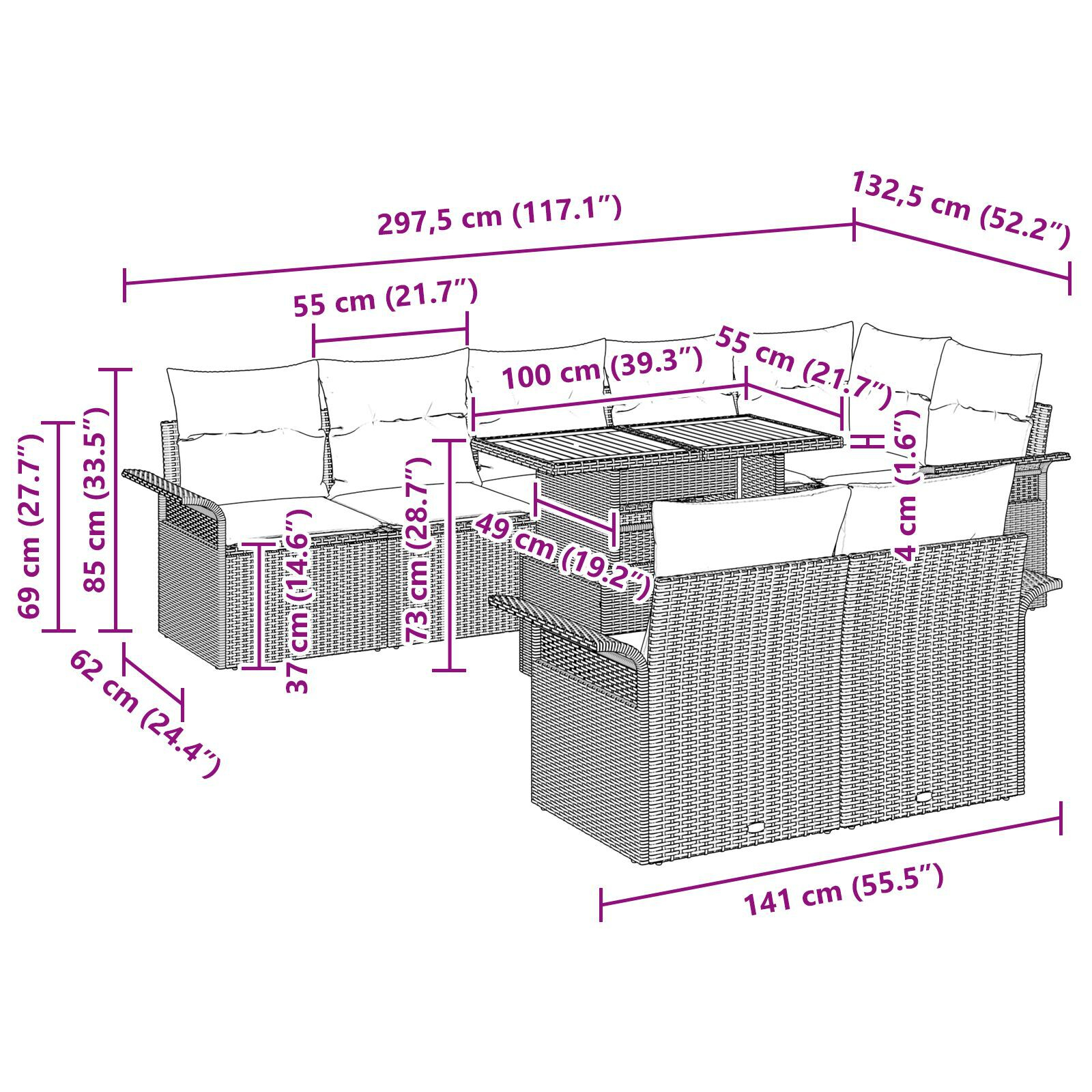 Set Masă Grădină 9 Piese Perne Negru Poliratan Acacia GartenMobel Dekor