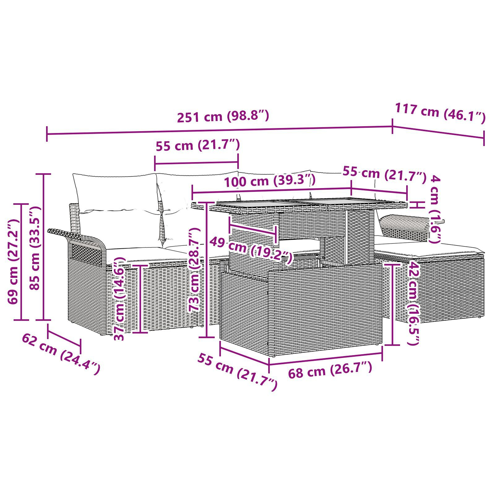 Set de Dining pentru Grădină de 6 Piese cu Perne Bej Poly Ratan Acacia GartenMobel Dekor