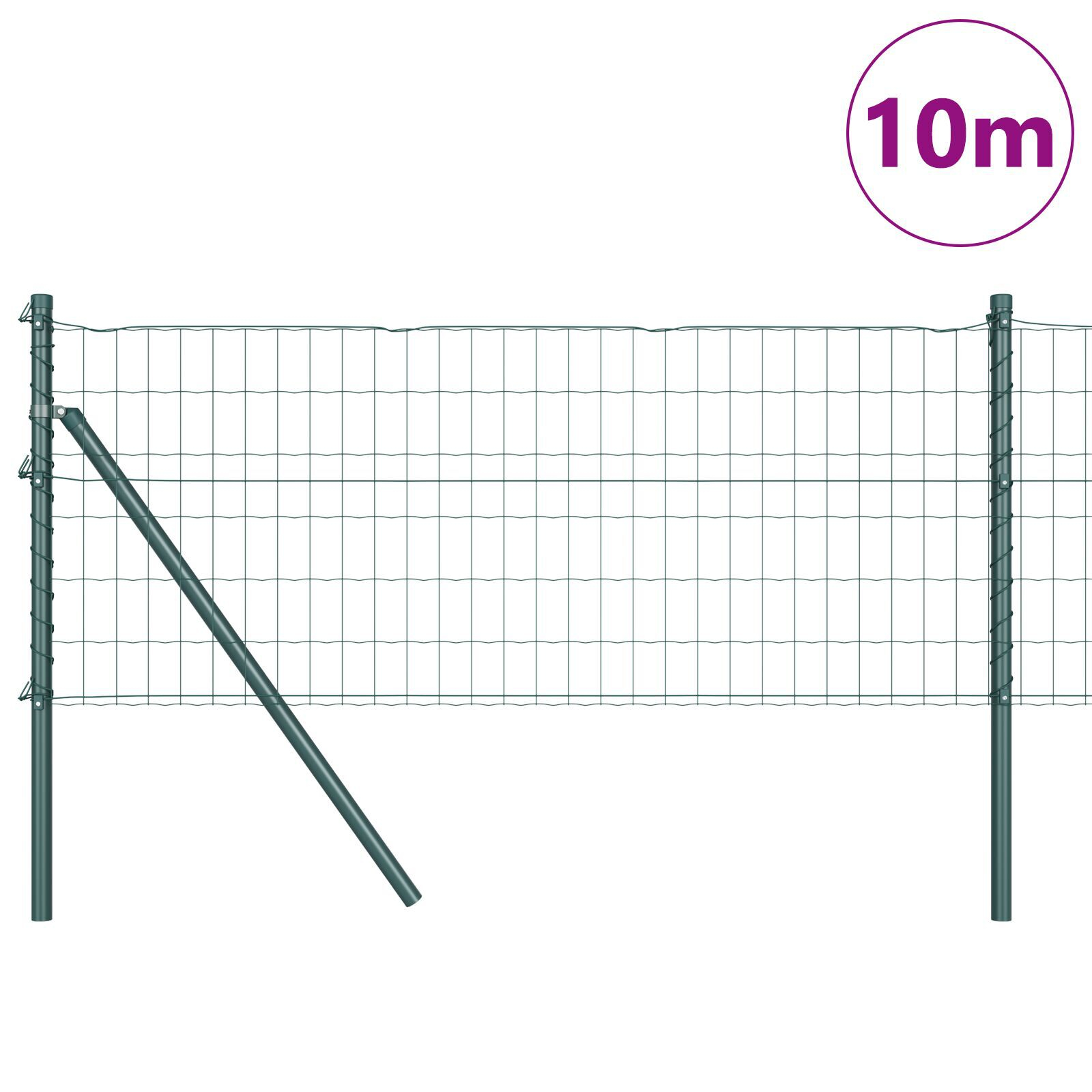 Euro Fence cu 7 Stâlpi 0.4x10 m Oțel Galvanizat Verde GartenMobel Dekor