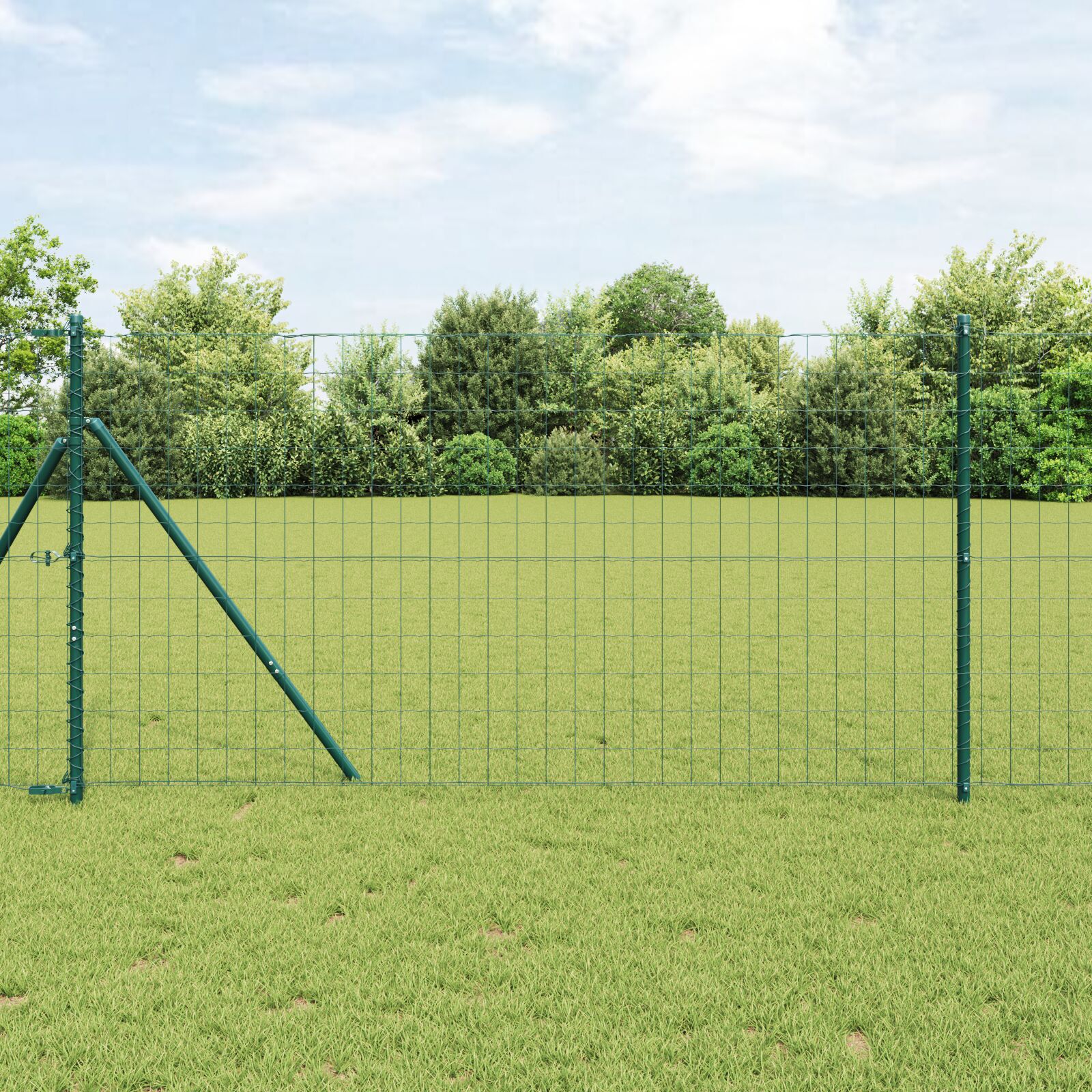 Euro Fence cu 7 stâlpi 1x10 m Oțel galvanizat Verde GartenMobel Dekor