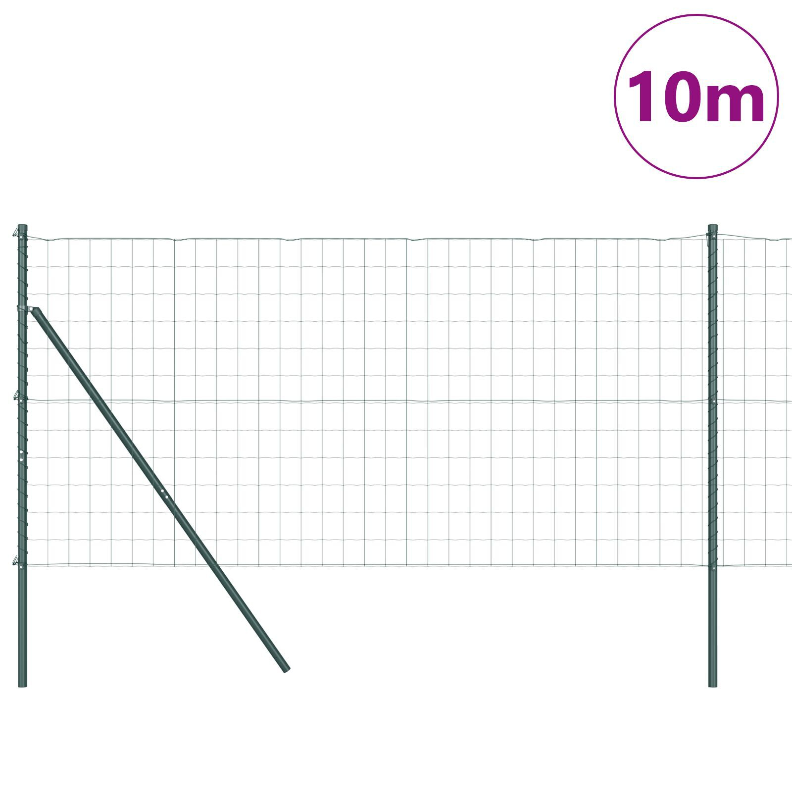 Euro Fence cu 7 stâlpi 1x10 m Oțel galvanizat Verde GartenMobel Dekor