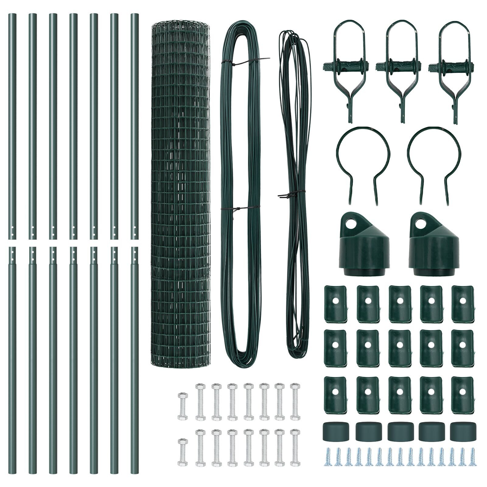 Gard Euro cu 7 Stâlpi 1.5x10 m Oțel Galvanizat Verde GartenMobel Dekor