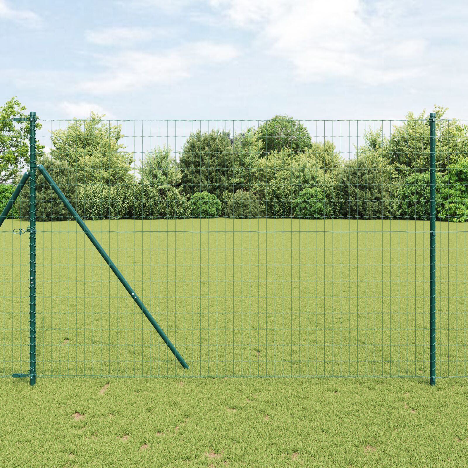 Gard Euro cu 7 Stâlpi 1.6x10 m Oțel Galvanizat Verde GartenMobel Dekor