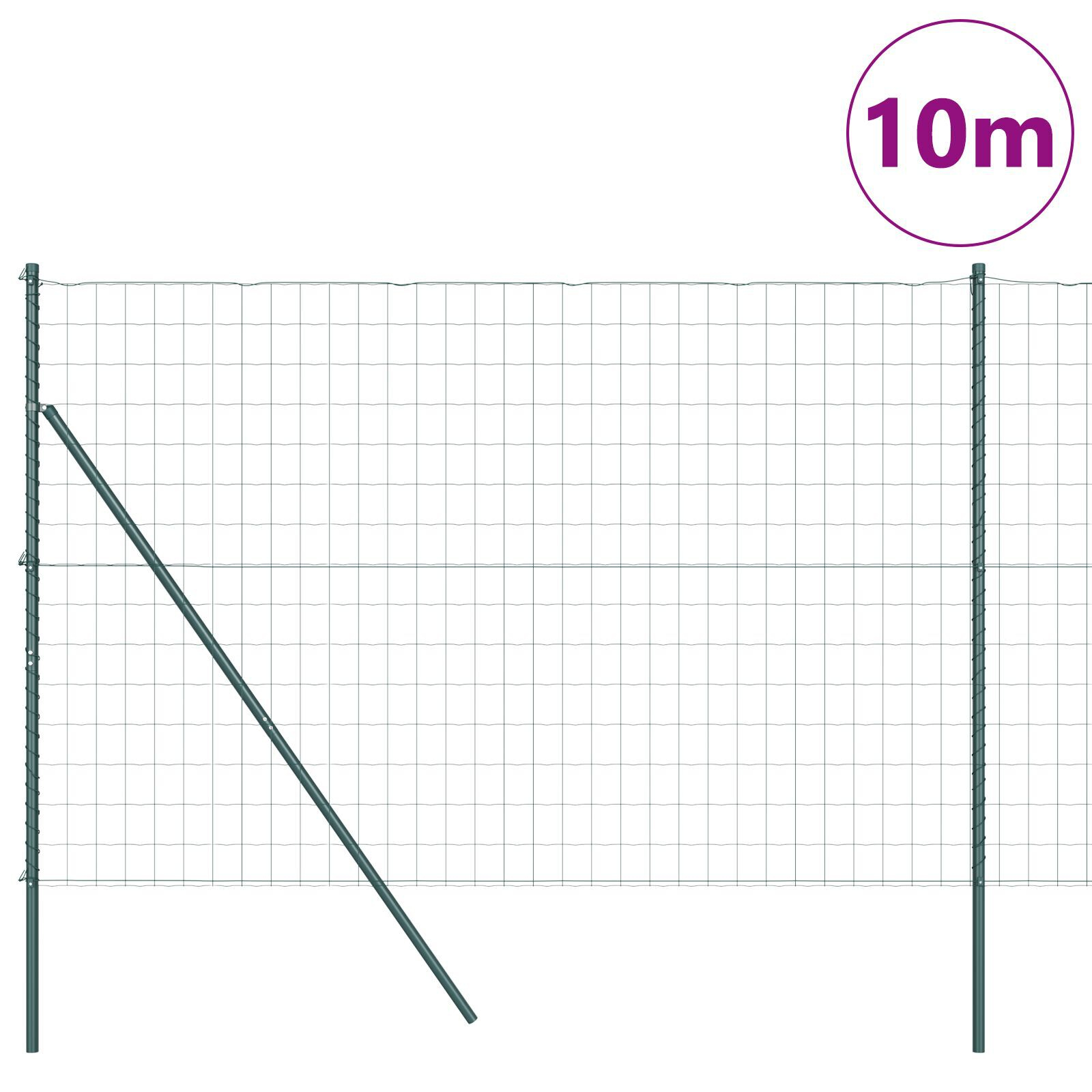 Împrejmuirea Euro cu 7 stâlpi 1.5x10 m din oțel galvanizat verde GartenMobel Dekor