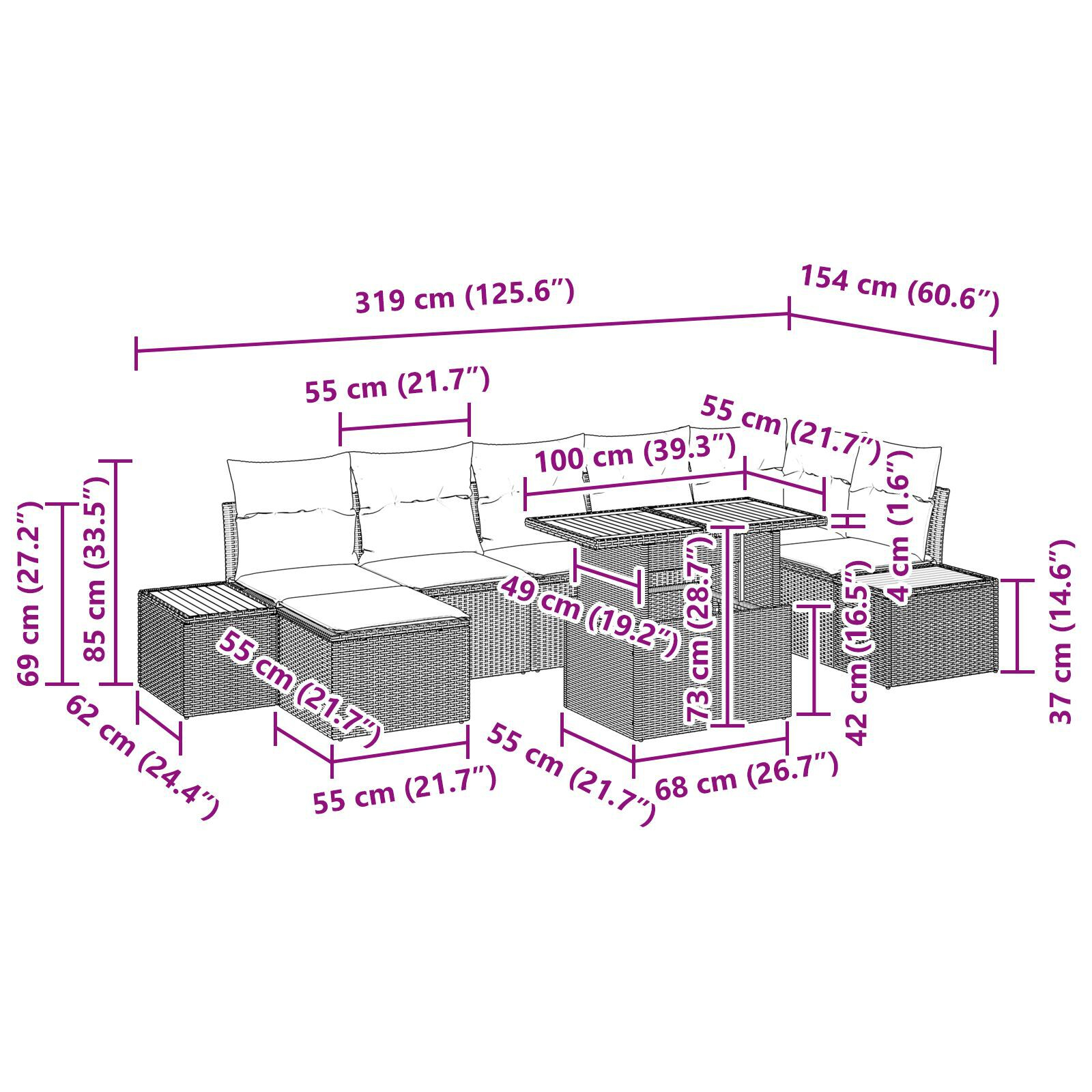 Set de Masă pentru Grădină cu 8 Piese cu Perne Negru Ratan Polimer Acacia GartenMobel Dekor