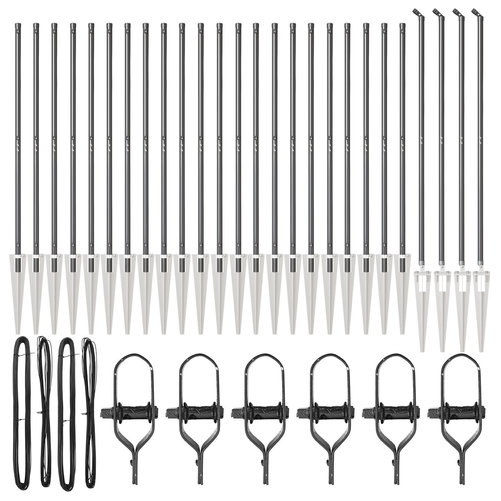 Stâlpi de gard cu vârf, 26 buc., Ø32 mm, 160 cm. oțel zincat GartenMobel Dekor