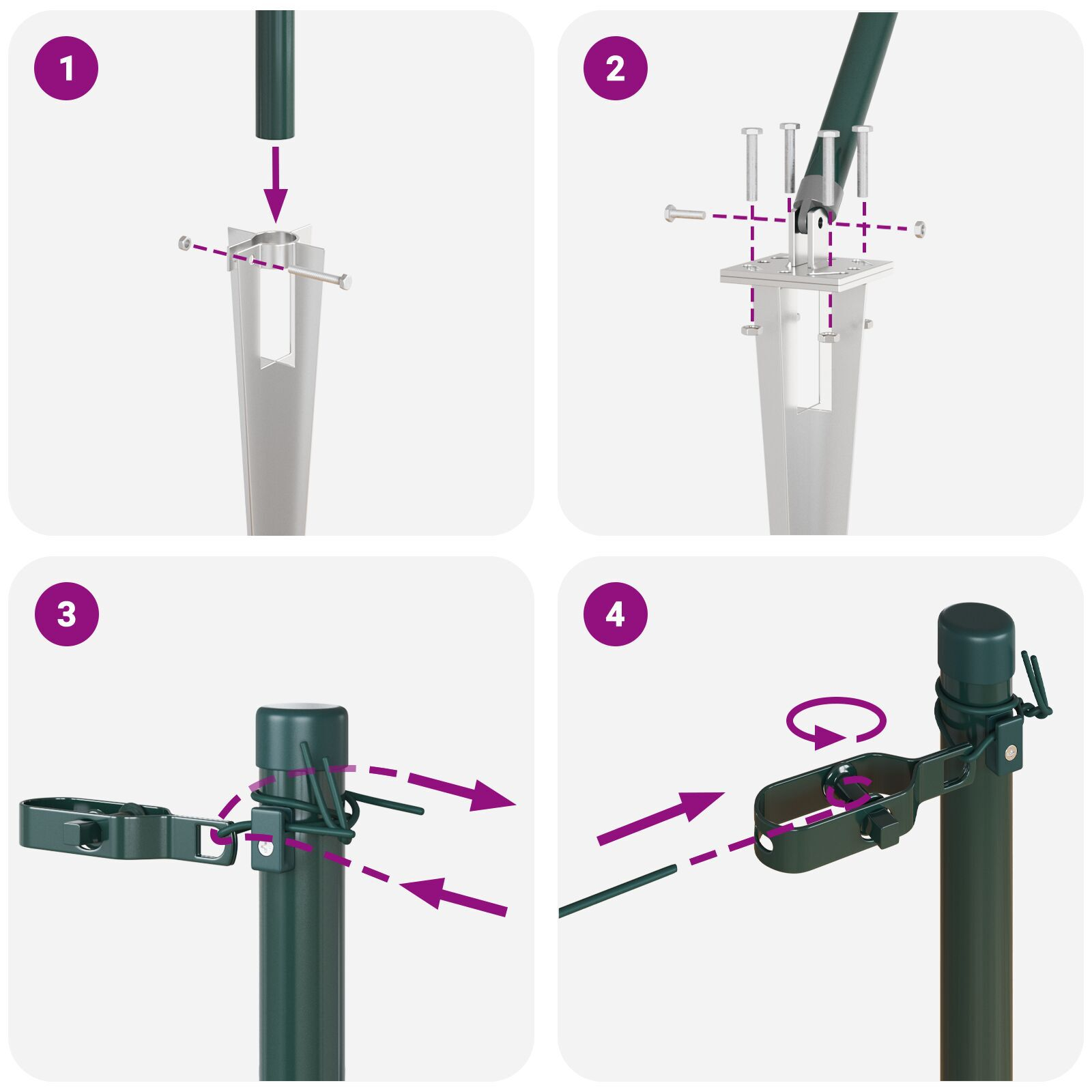 Stâlpi de gard cu vârf, 26 buc., Ø32 mm, 170 cm. oțel zincat GartenMobel Dekor