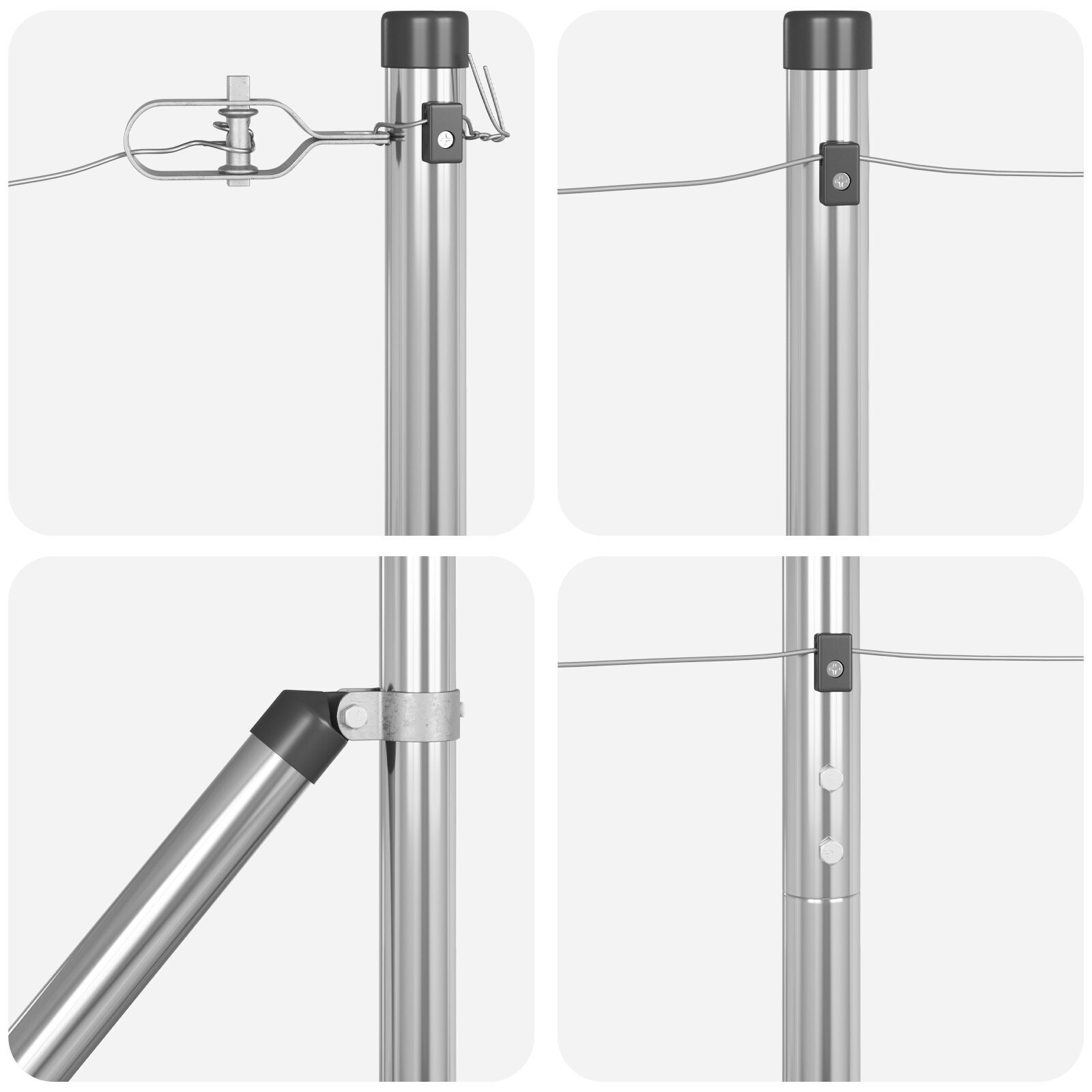 Stâlpi de gard cu vârf, 52 buc., Ø32 mm, 160 cm. oțel zincat GartenMobel Dekor