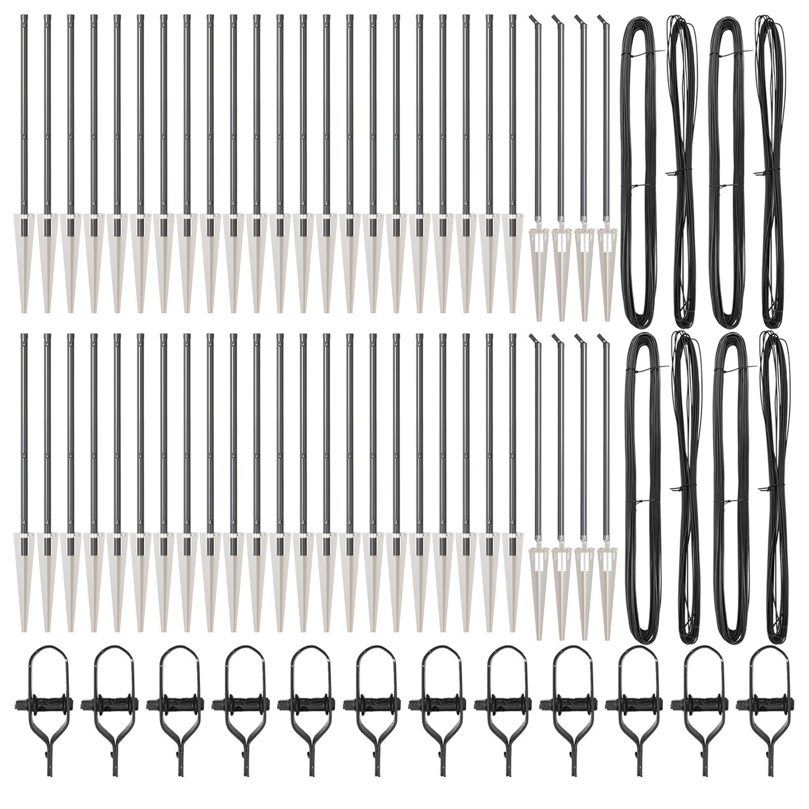 Stâlpi de gard cu vârf, 52 buc., Ø32 mm, 60 cm. oțel zincat GartenMobel Dekor
