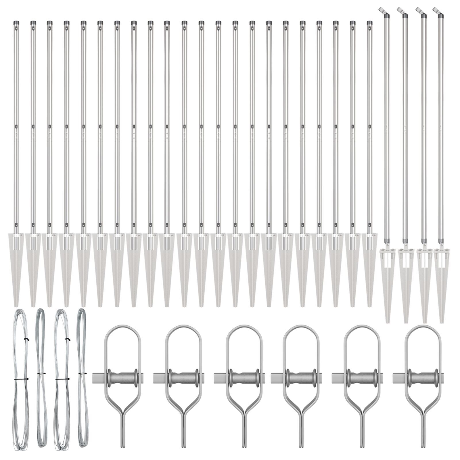 Stâlpi de gard  cu vârf 26 buc Ø32 mm 160 cm Oțel galvanizat GartenMobel Dekor