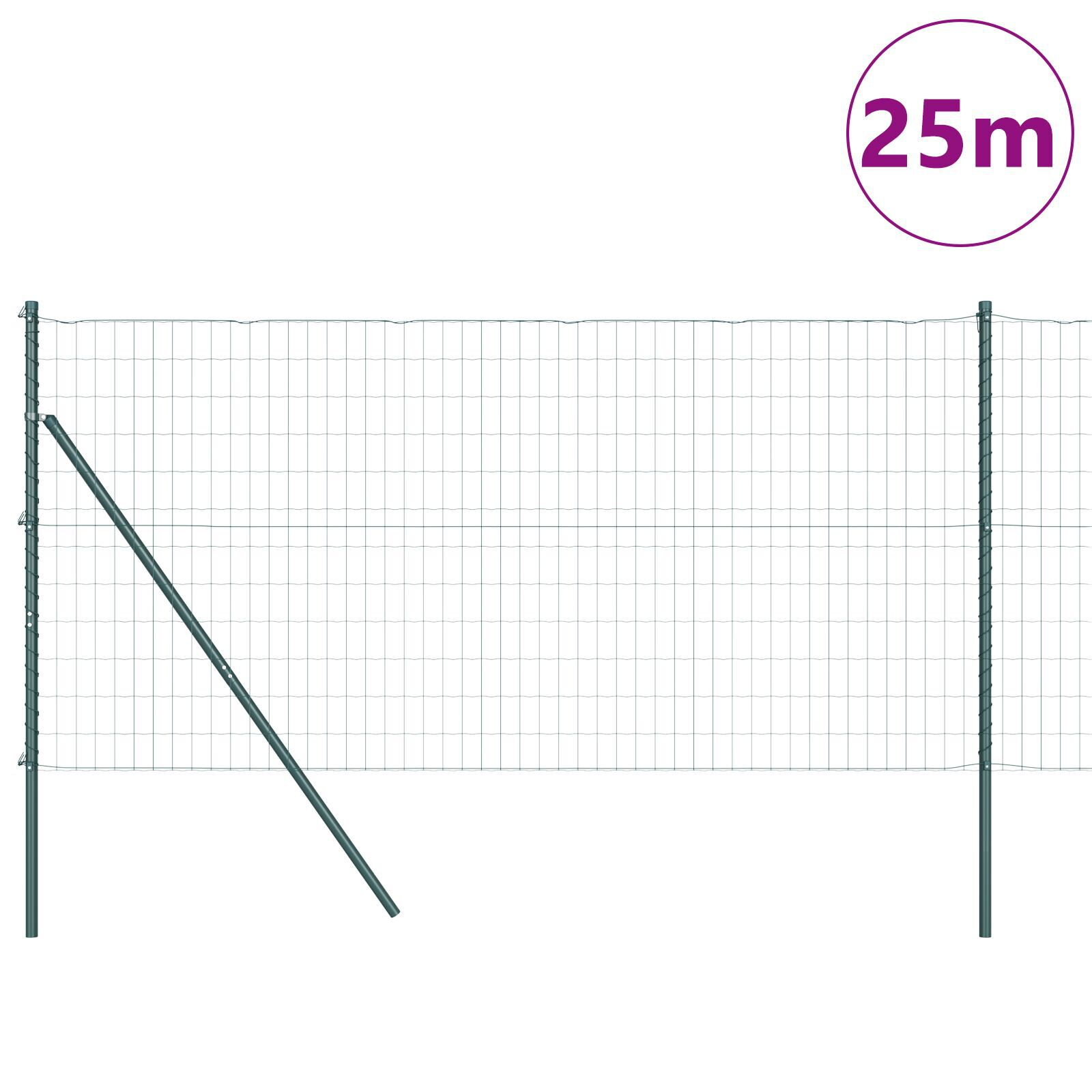 Euro Fence cu 13 Stâlpi 1.2x25 m Oțel Zincat Verde GartenMobel Dekor