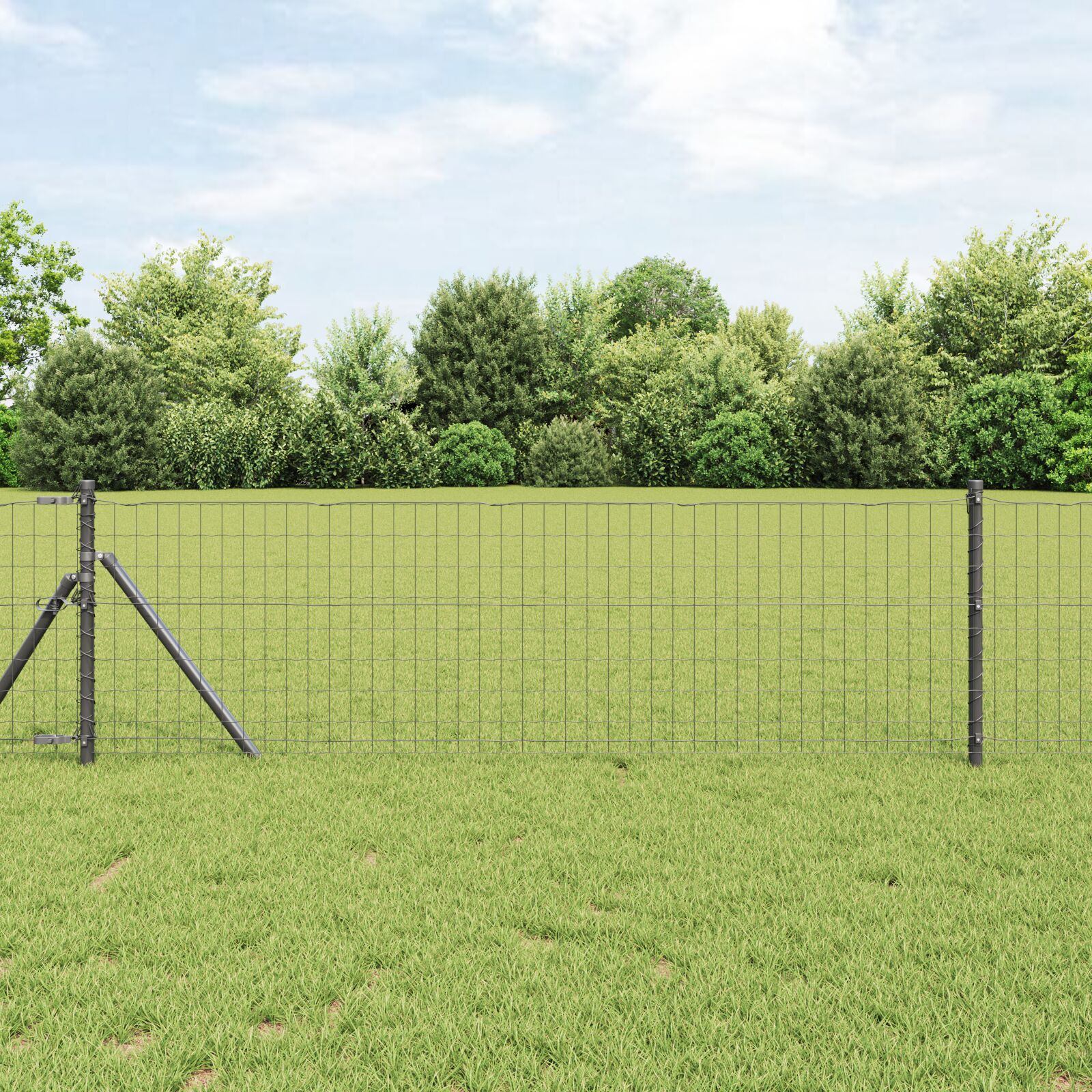 Euro Fence cu 7 Stâlpi 0.8x10 m Oțel Galvanizat Gri GartenMobel Dekor