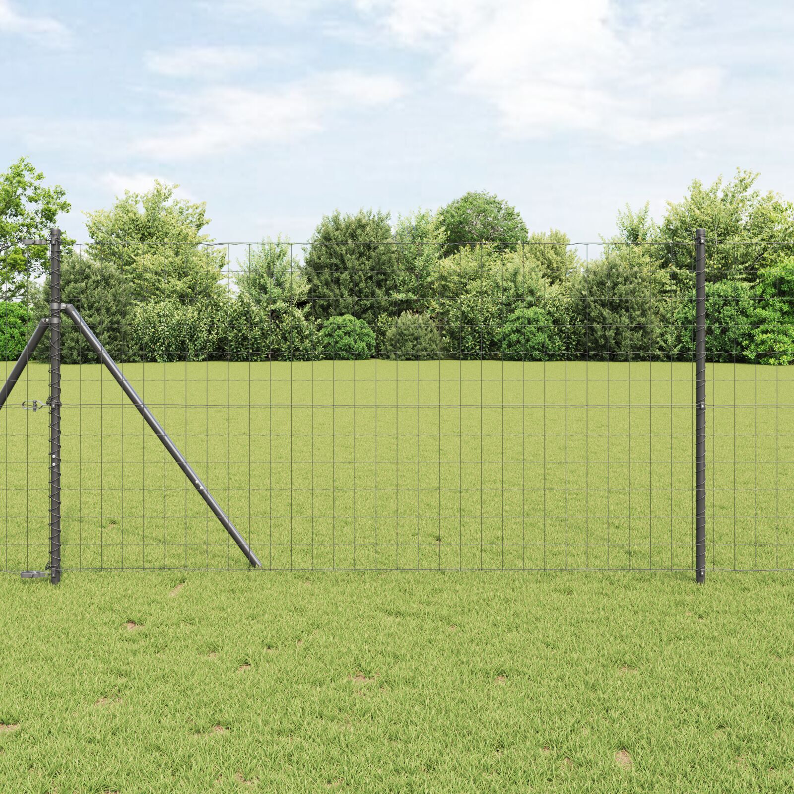 Euro Fence cu 7 Stâlpi 1.4x10 m Oțel Galvanizat Gri GartenMobel Dekor