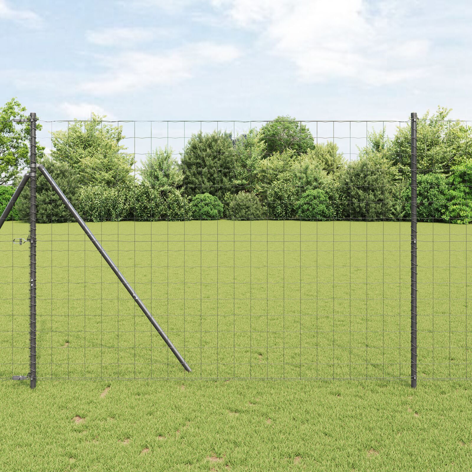 Euro Fence cu 7 stâlpi 1.5x10 m Oțel galvanizat Gri GartenMobel Dekor