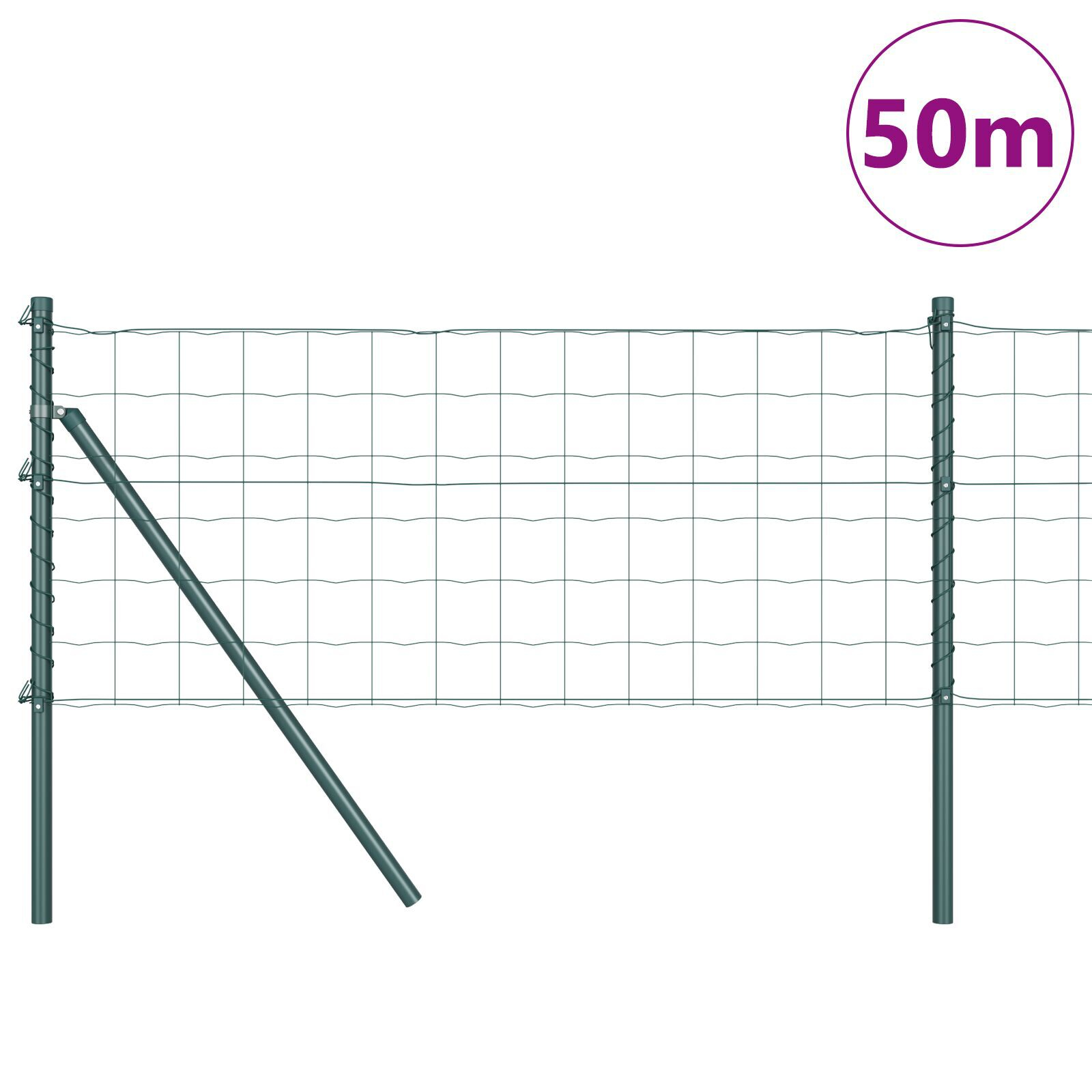 Gard Euro cu 13 Stâlpi 0.4x50 m Oțel galvanizat Verde GartenMobel Dekor